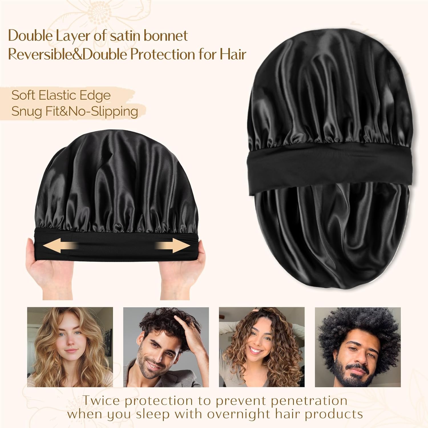 Thumbnail 2 de YANIBEST Silk Bonnet Double Layer Sleep Cap