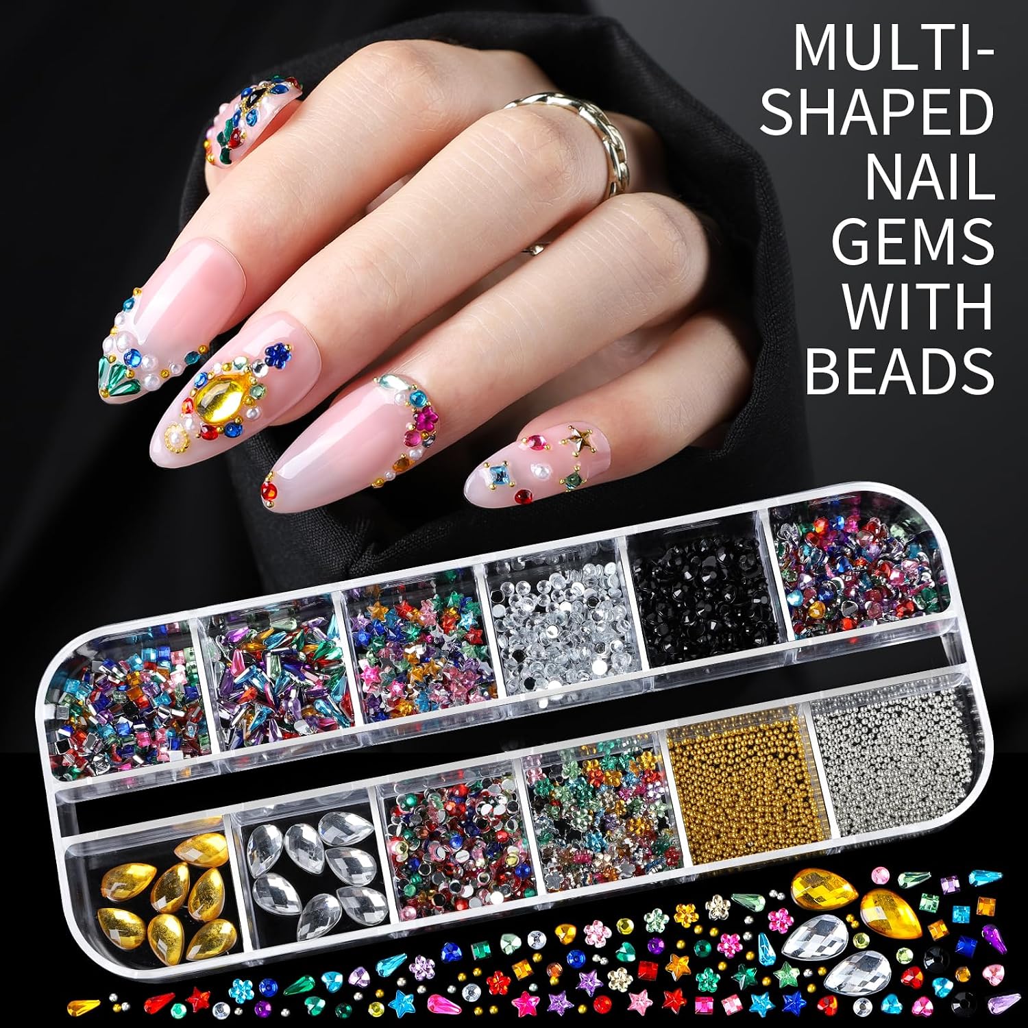 Detalle 2 de Teenitor Nail Charms 15 Sheets Gold Stickers
