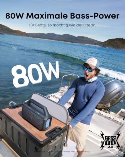 Detalle 2 de Soundcore Boom 2 Outdoor-Lautsprecher – 80 W, Subwoofer, BassUp 2.0, IPX7