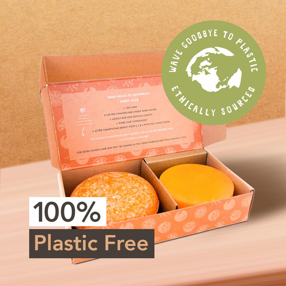 Detalle de Shampoo and Conditioner Bar, Fresh Citrus – Sulfate-Free Solid Set for All Hair Types