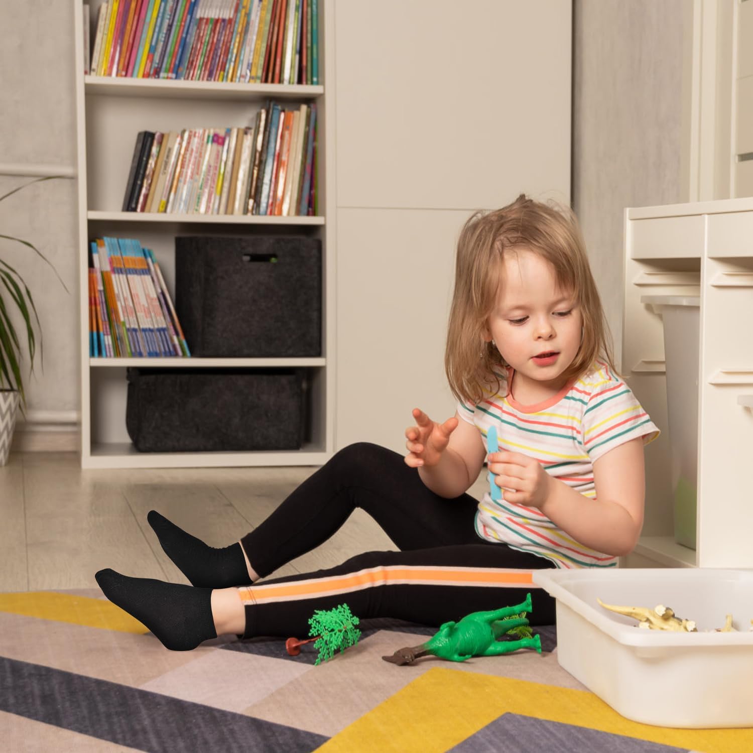 Detalle de GENTABY Kinder Söckchen unisex (Low Cut) – 25 Paar für 0–13 Jahre, Schwarz/Weiß/Grau