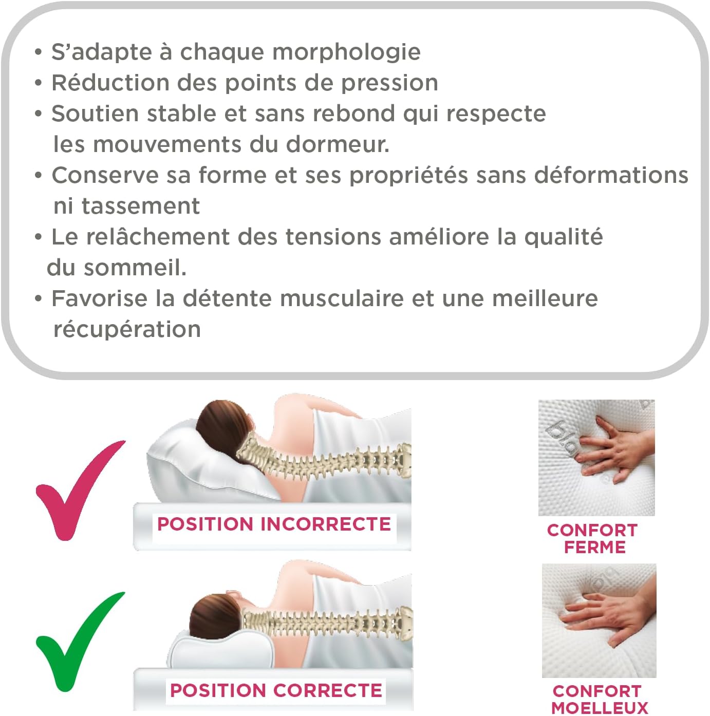 Thumbnail 3 de Blanrêve Oreiller à Mémoire de Forme 55x35 cm – Confort Moelleux