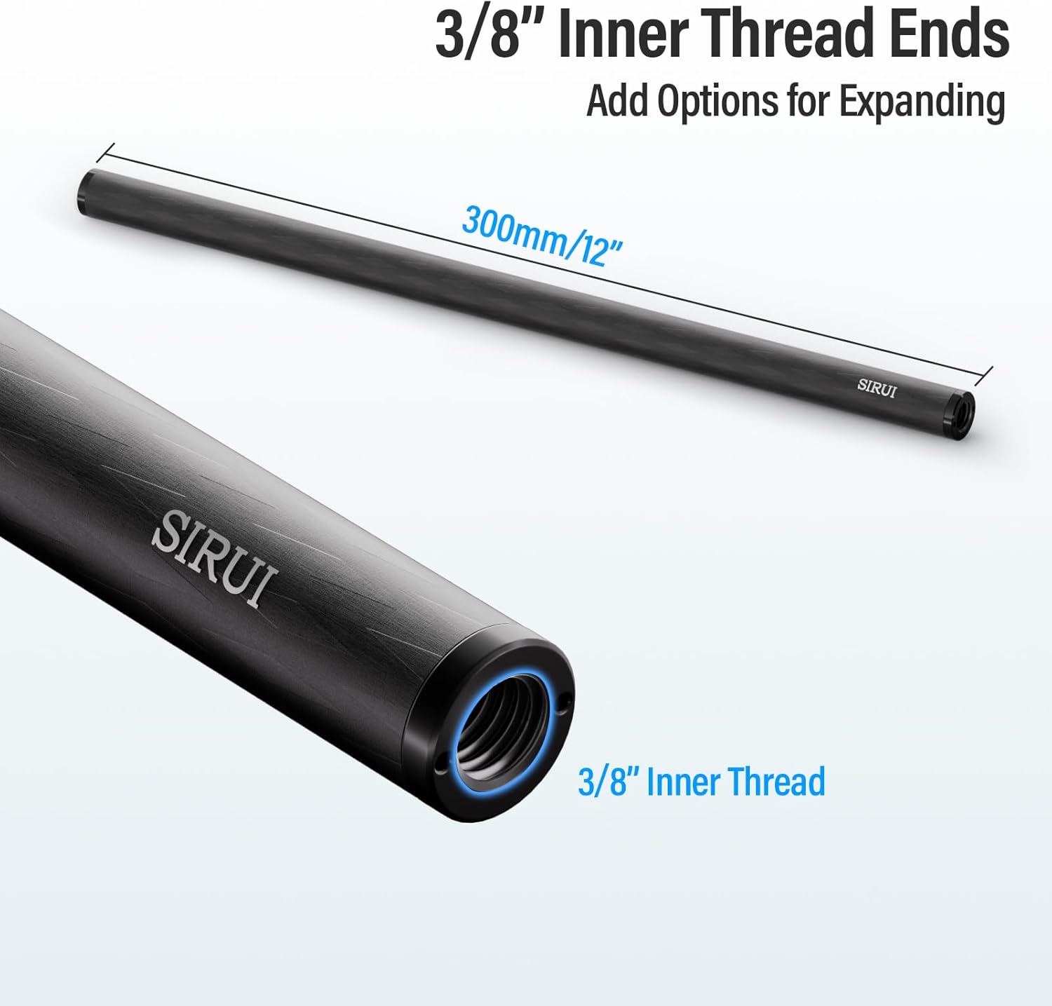 Thumbnail 1 de Sirui AM-CR300 15 mm Kohlefaser-Rod-Schiene (30 cm), universell – 2 Stück für Follow Focus, L-Shoulder Rig & mehr