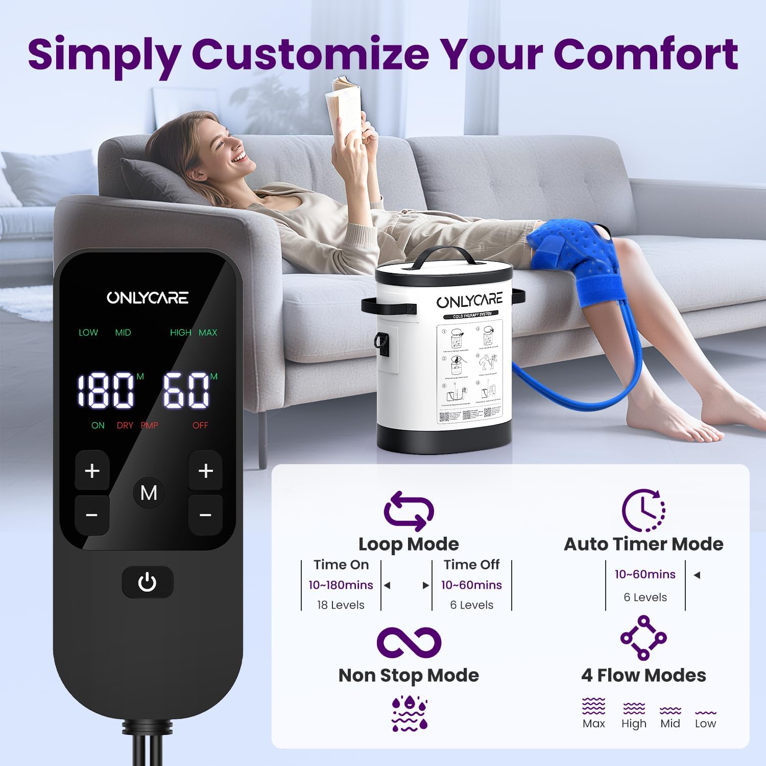 Thumbnail 2 de ONLYCARE Cold Therapy Machine with Large Pad for Post-Surgery Recovery