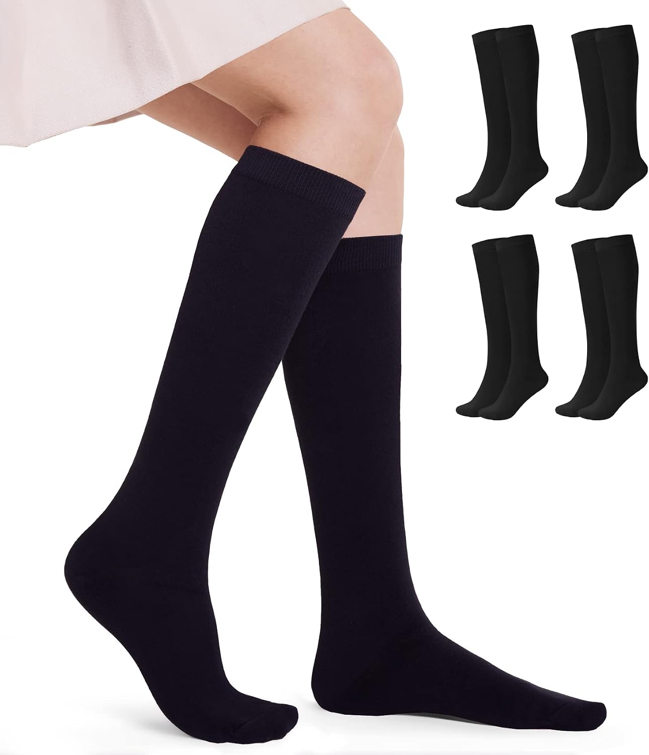 Detalle de FITRELL Women's Knee-High Athletic Socks, Casual Stripe Tube Style