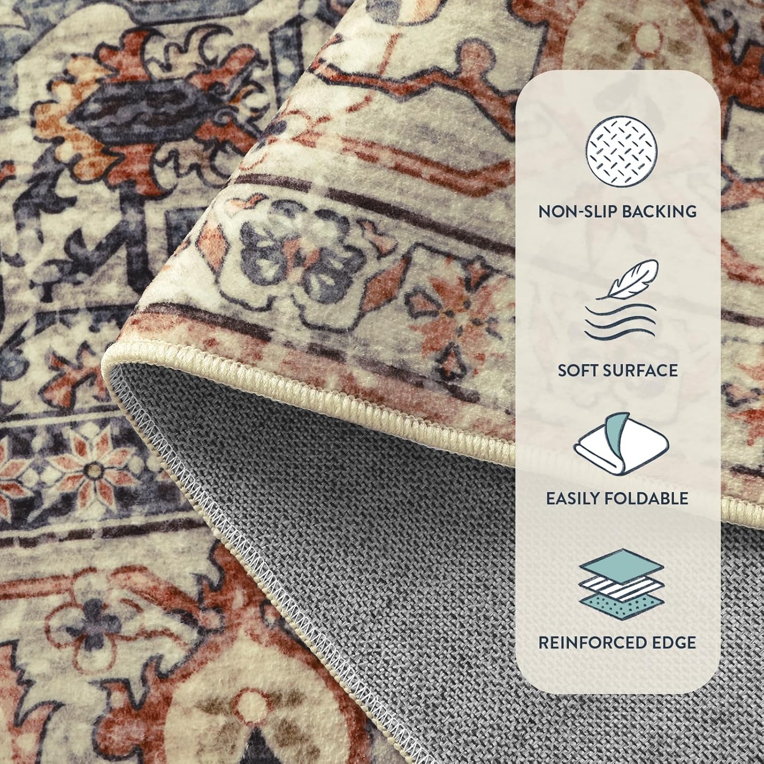 Thumbnail 5 de Lahome Oriental Hallway Runner Rug, 2.5x8 Kitchen Runner (Non Slip, Ultra-Thin, Washable) — Peach/Orange