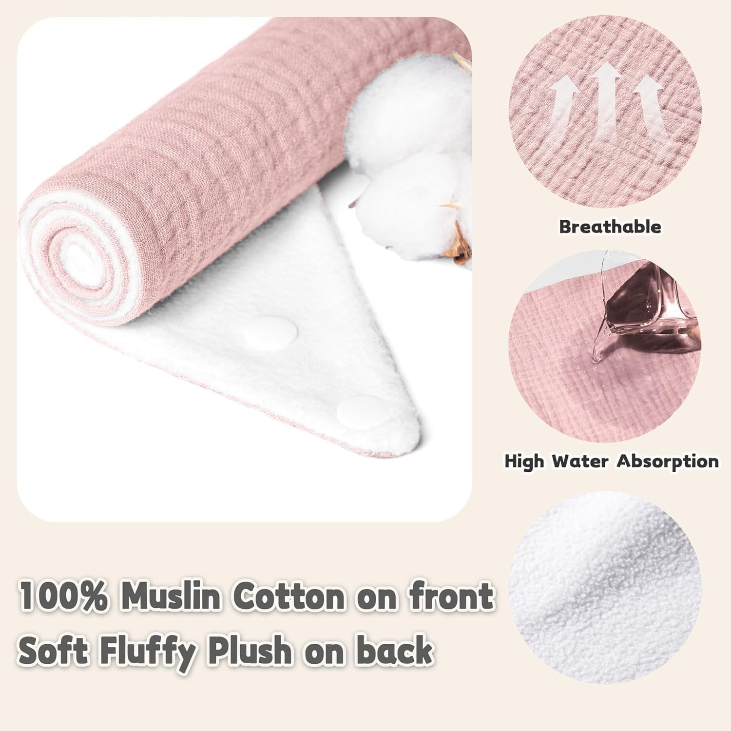 Detalle de Susurration Muslin Baby Drool Bibs 6 Pack