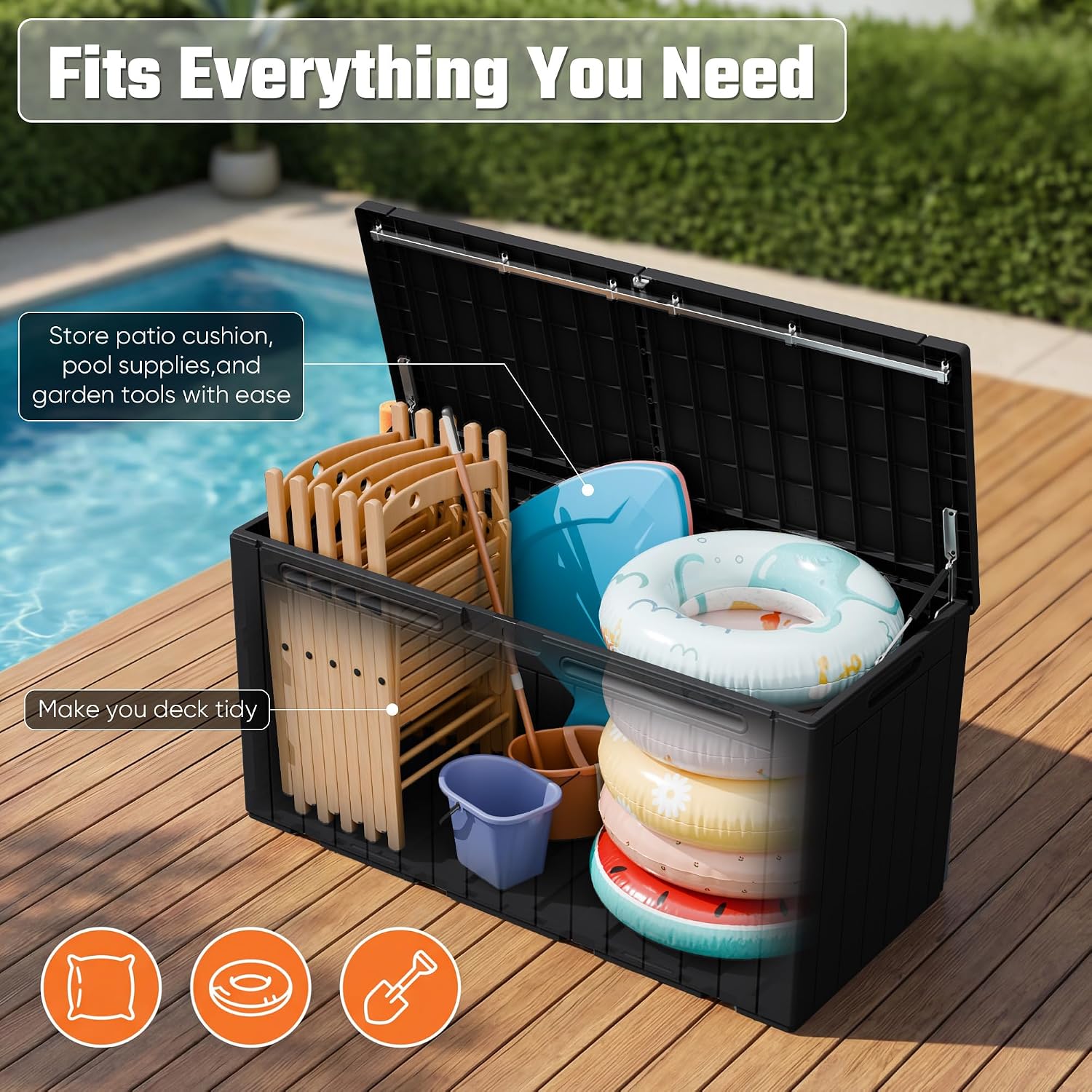 Thumbnail 2 de Greesum GS-PSB26 110-Gallon Outdoor Storage Box, Lockable Dark Black Deck Box