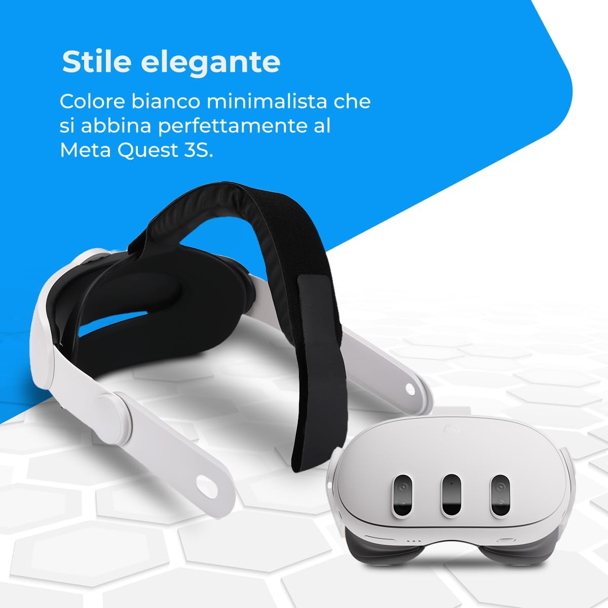 Detalle 2 de NK cinturino compatibile con Meta Quest 3S e Quest 3 (colore bianco) con lunghezza regolabile e imbottitura