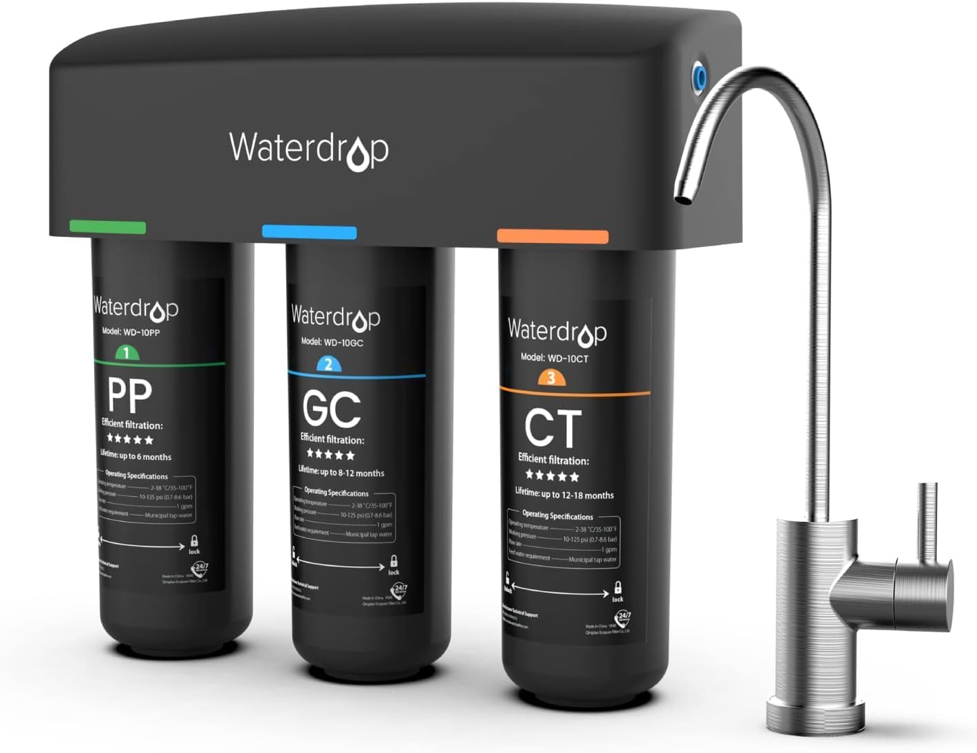 Waterdrop TSB Under Sink Water Filter System with Dedicated Faucet