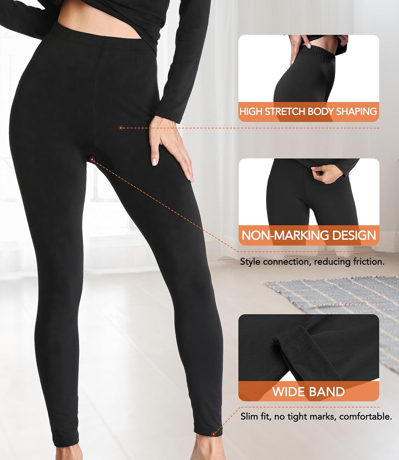 Detalle 2 de JZCreater Women’s Thermal Underwear Set, Long Johns Base Top and Bottom
