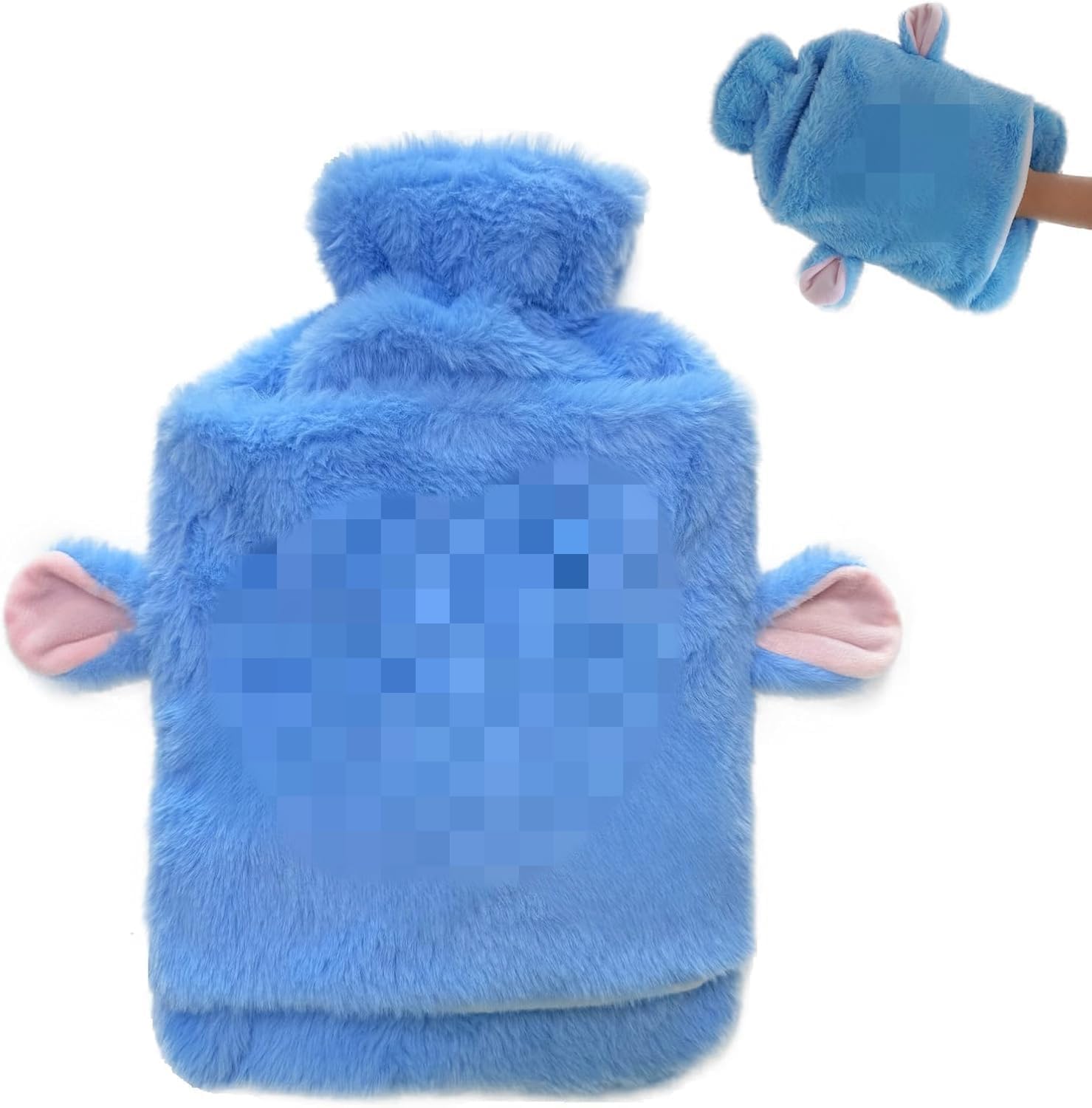Detalle de Siyecioa Wärmflasche mit weichem Bezug – 2 Liter Kuscheltierschen mit Känguru-Tasche, Bettwärmer für Kinder und Erwachsene