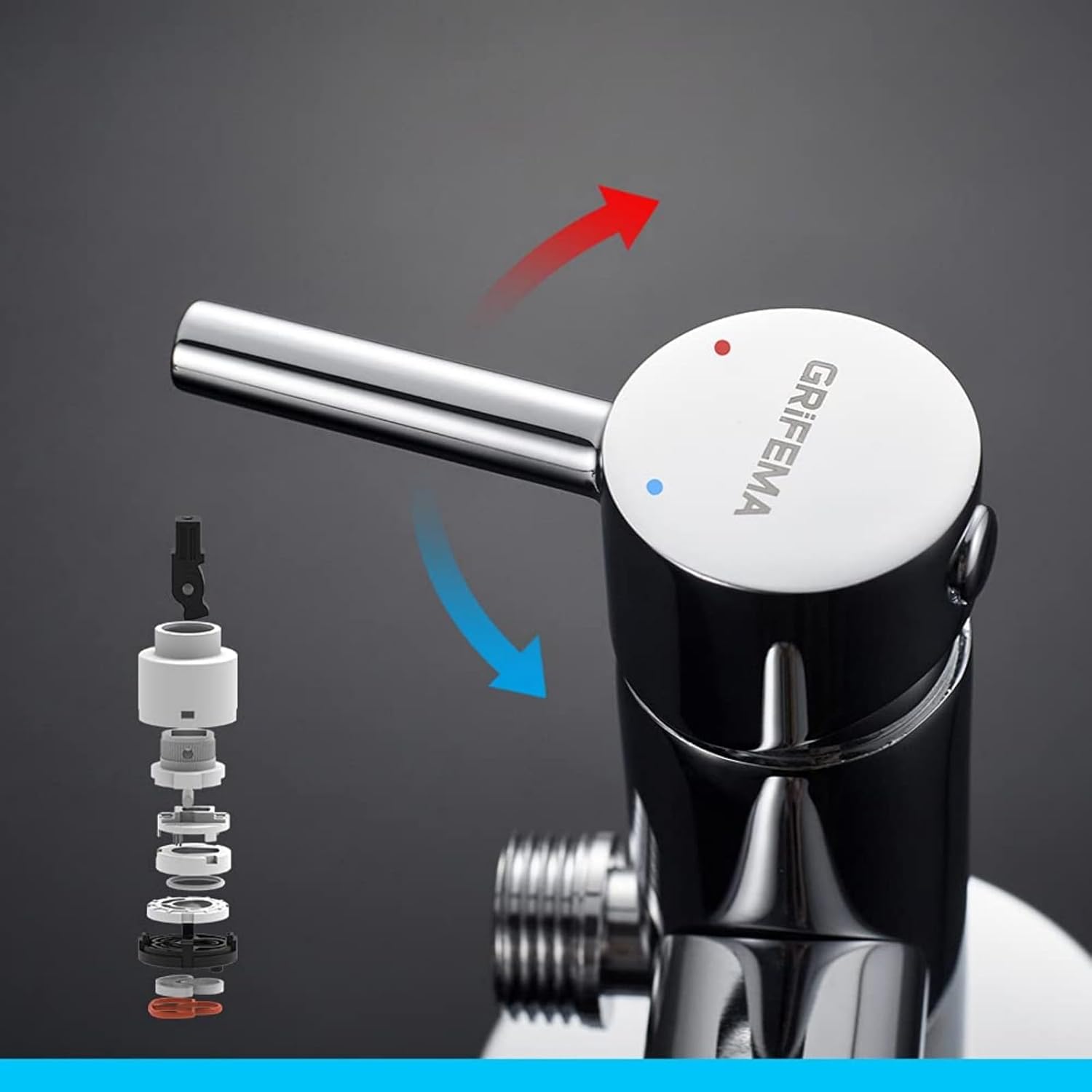 Detalle de Grifema doccia per bidet portatile con supporto G154-1, miscelatore per acqua calda e fredda cromato/argento
