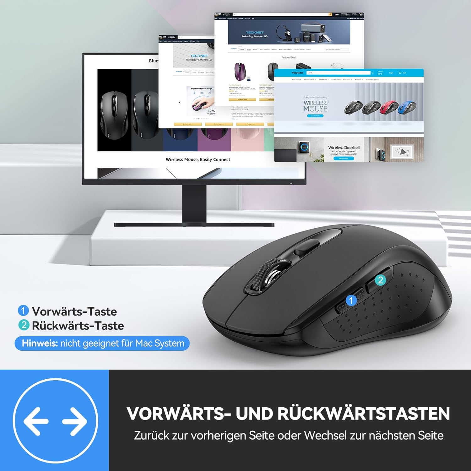 Detalle 2 de TECKNET Bluetooth Maus mit 4000 DPI