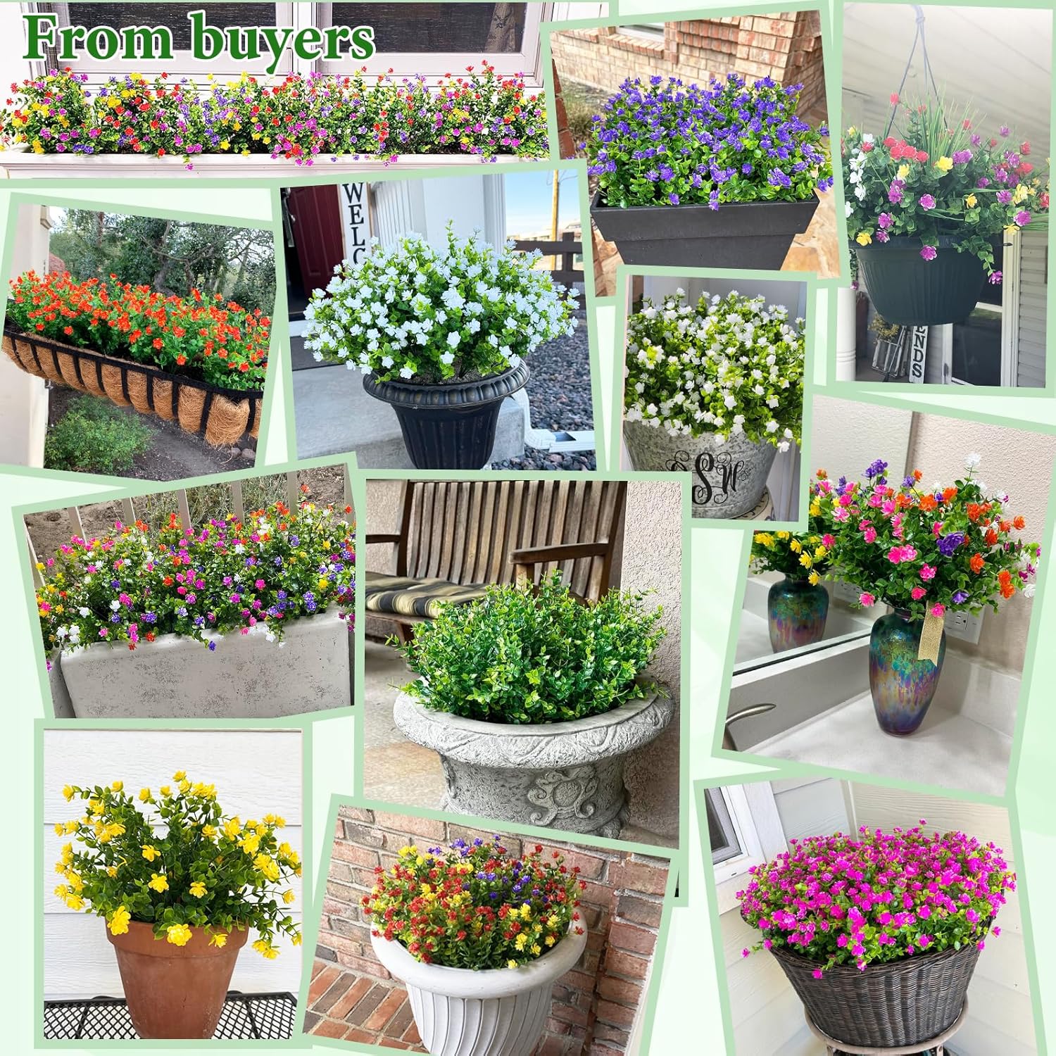 Thumbnail 5 de Yastouay Outdoor UV-Resistant Artificial Flowers in 14 Bundles – Lifelong Color for Front Porches and Window Boxes