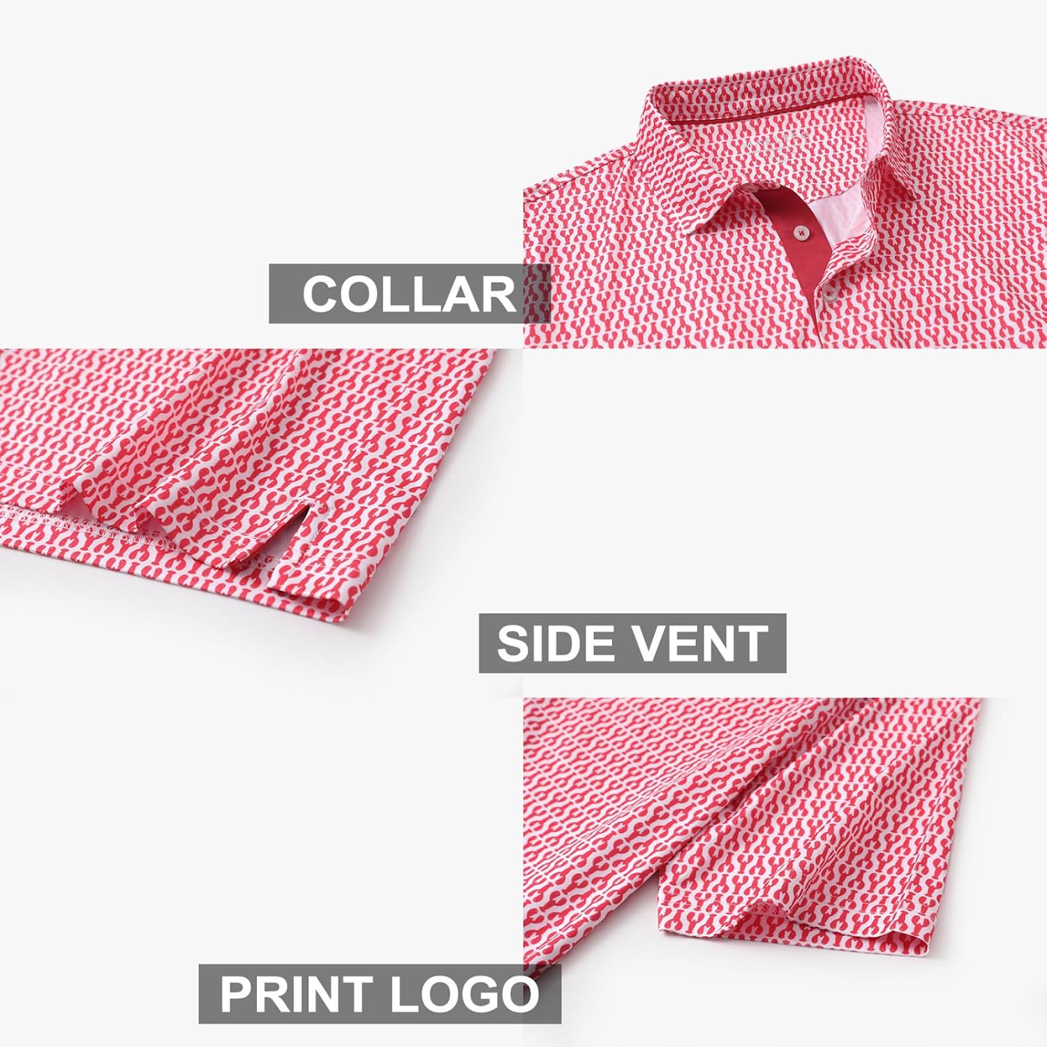 Detalle 2 de Golf Shirts for Men Dry Fit Short Sleeve Print Polo Shirt