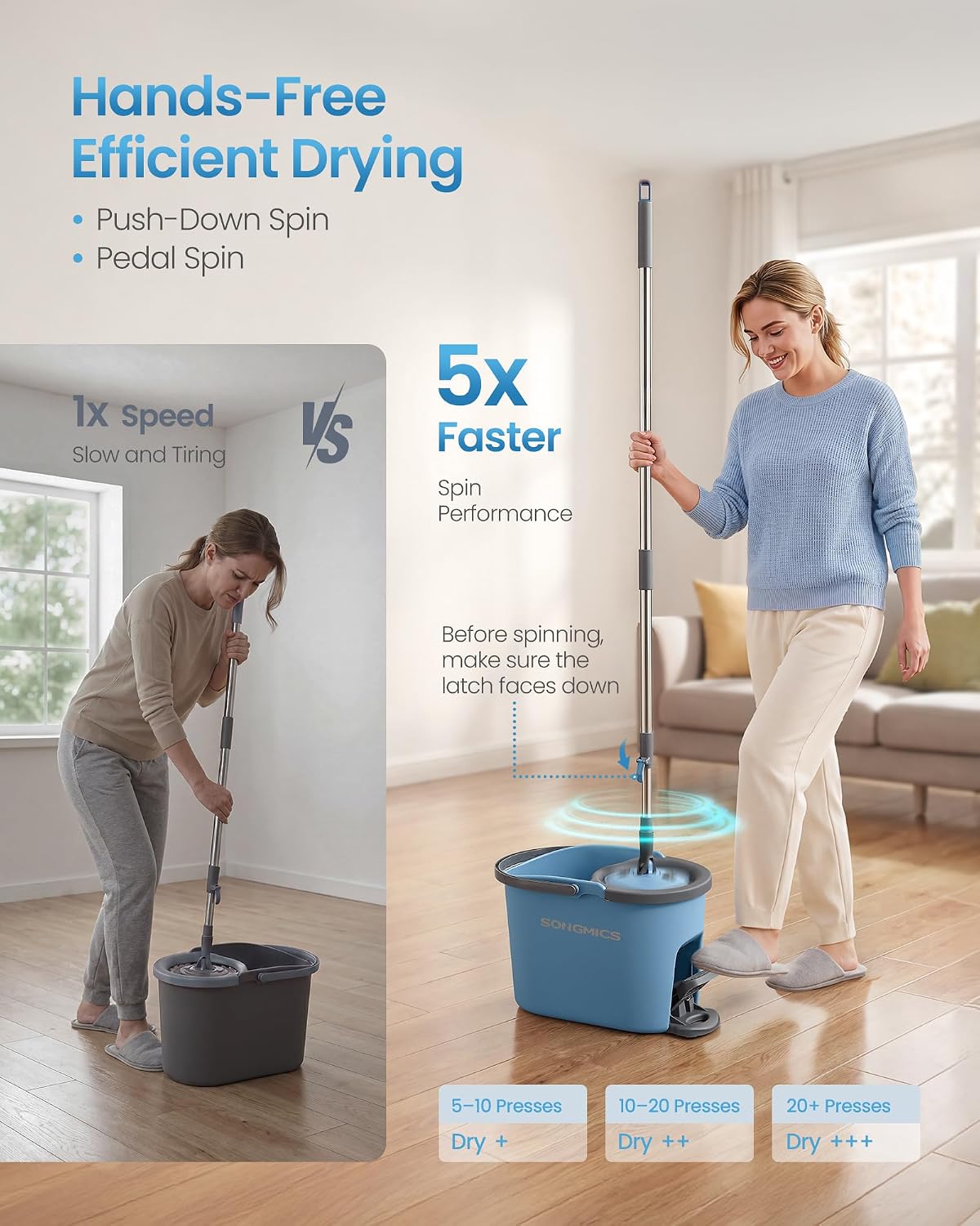 Detalle de SONGMICS Spin Mop and Bucket Set ULMB002QT04