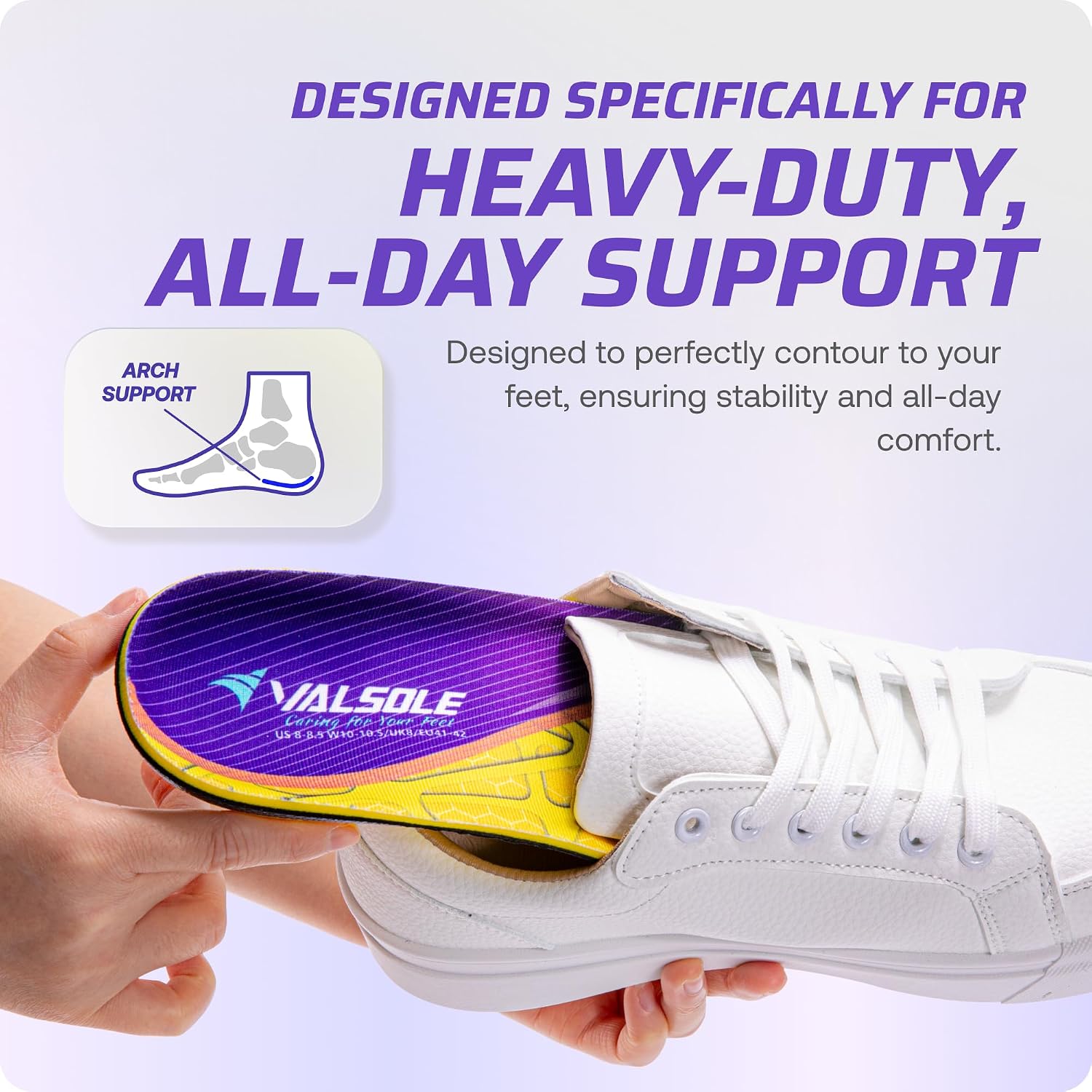 Thumbnail 3 de VALSOLE Pro Plantar Fasciitis Insoles for Men & Women – High Arch Support, 220+ lbs Heavy Duty, UK 8-27cm