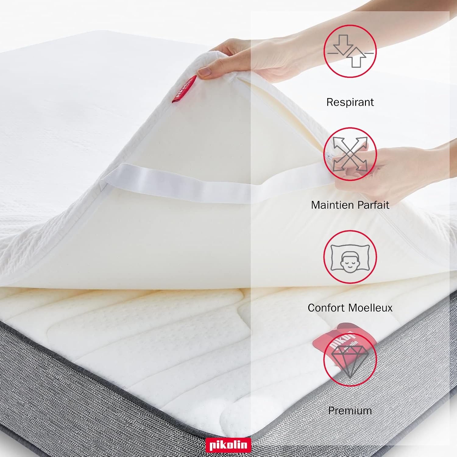 Detalle 2 de PIKOLIN Surmatelas Hôtel 90x190 cm – Mémoire de forme 7 cm