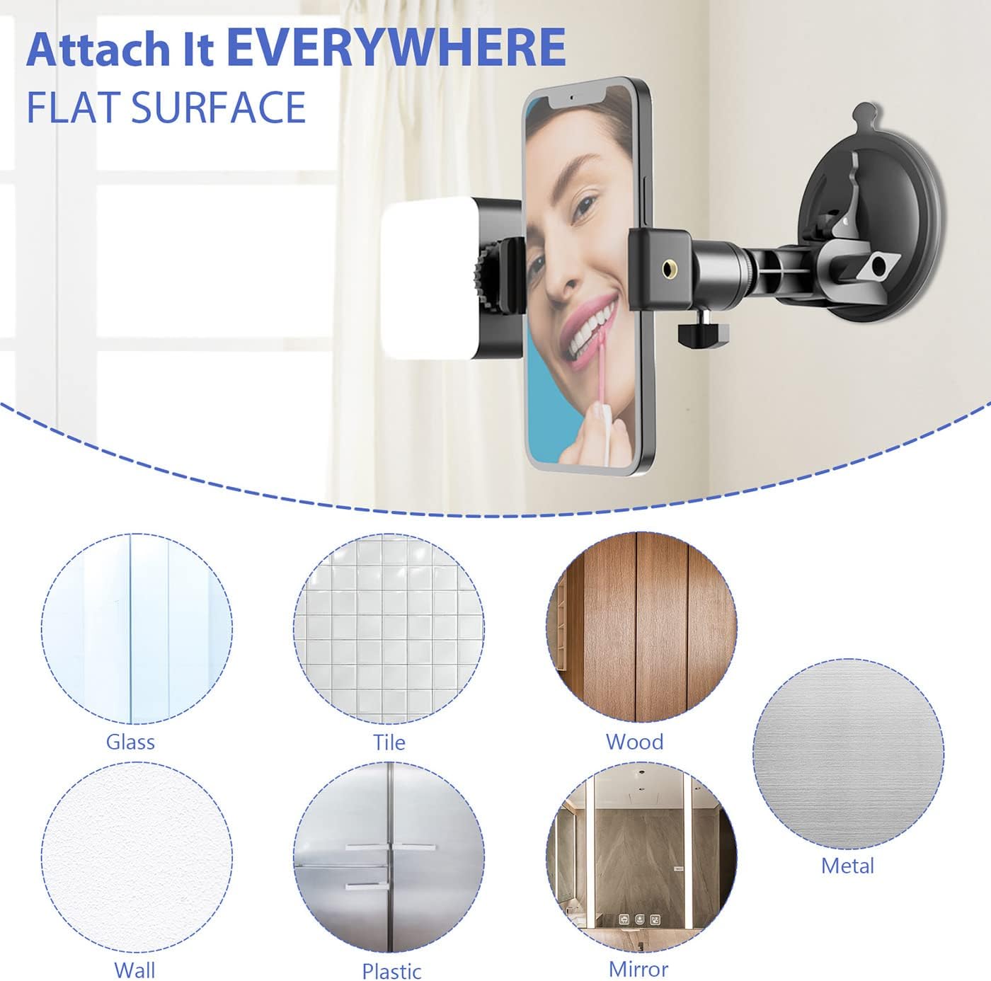 Detalle 2 de LenTok Suction Cup Mirror Phone Holder with Light