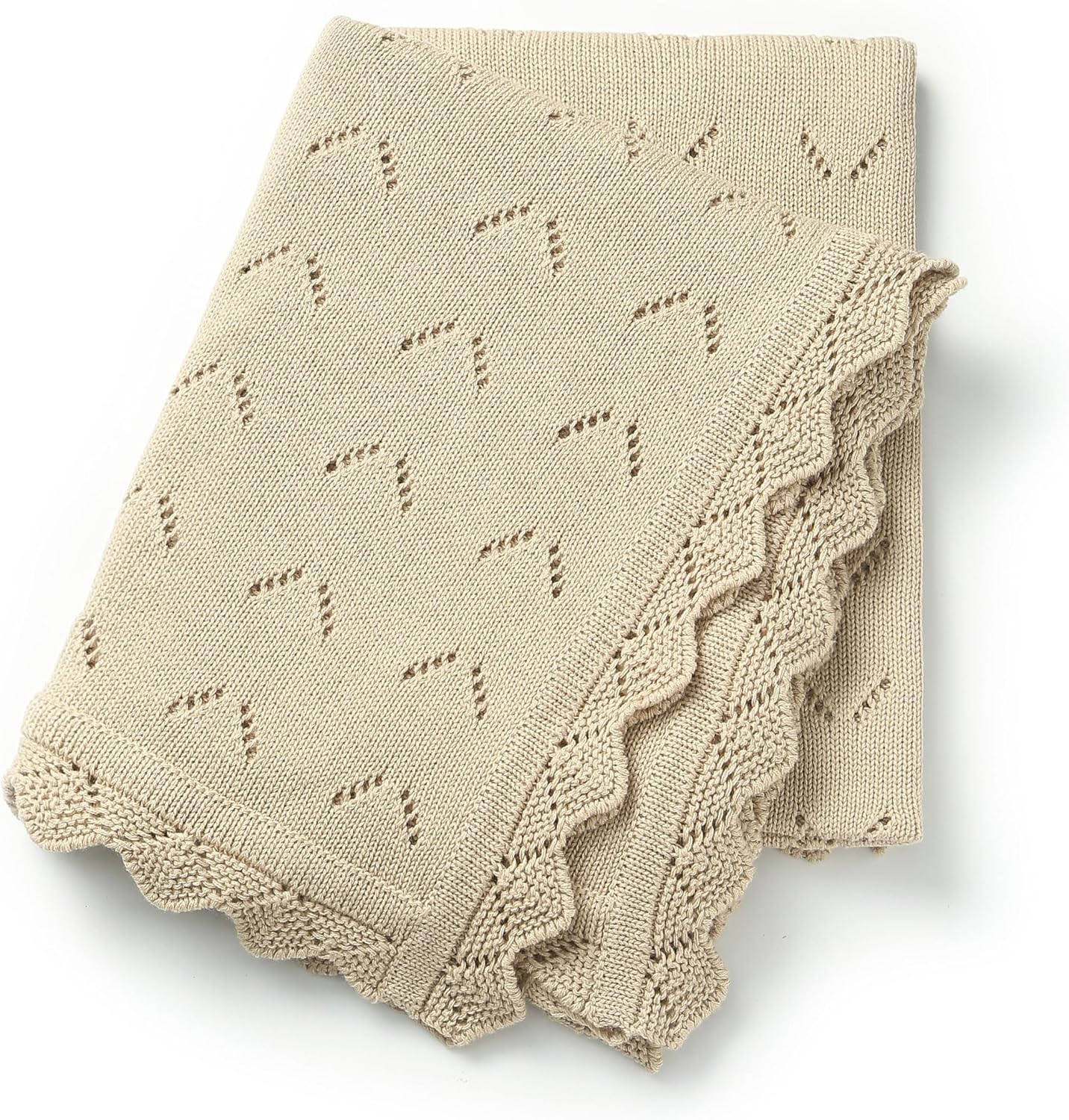 Loyfoky cellular cotton baby blanket (100x80cm) – breathable cot & pram swaddle in khaki