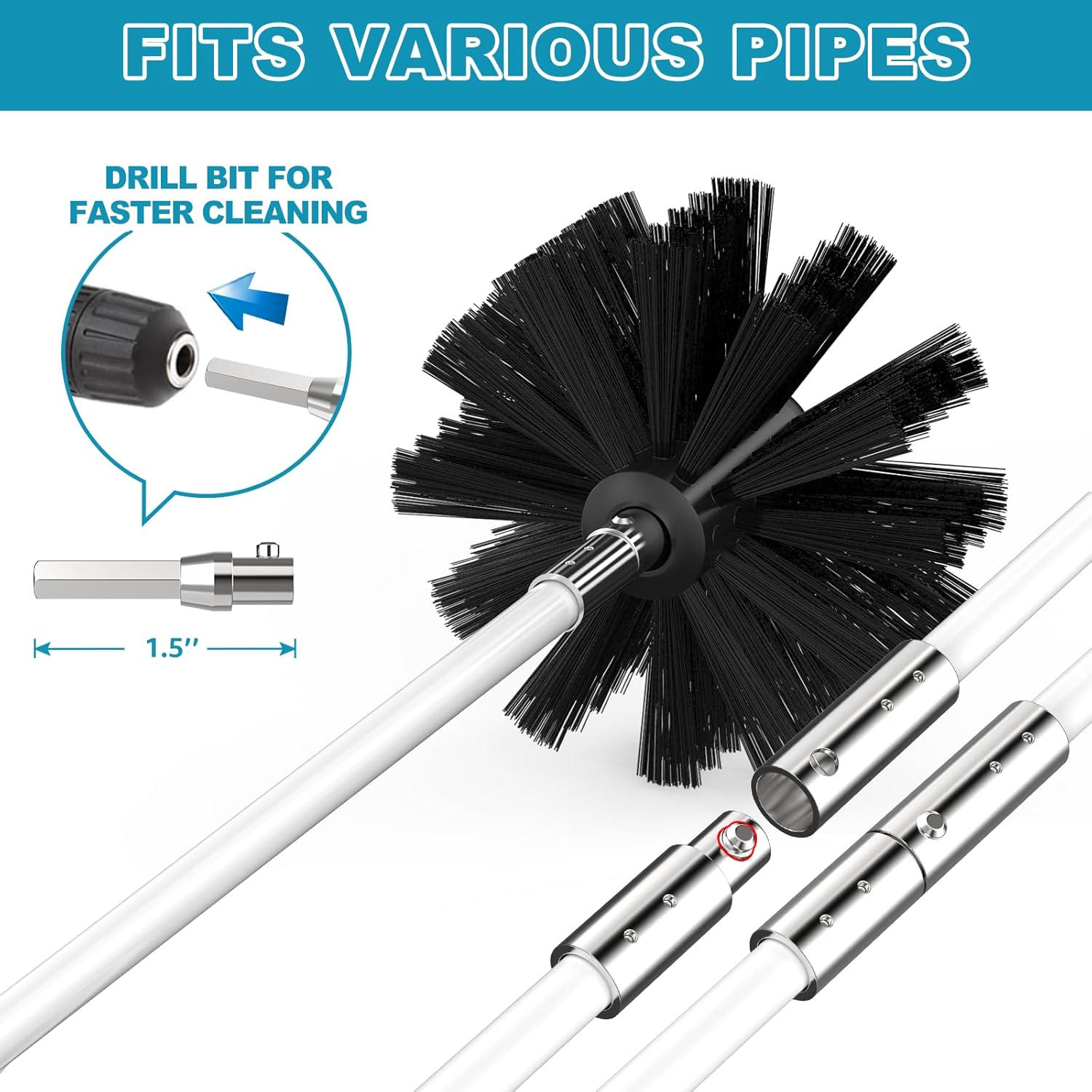 Detalle de Sealegend 15 Feet Dryer Vent Cleaner Kit: Flexible Brush System for Lint Removal