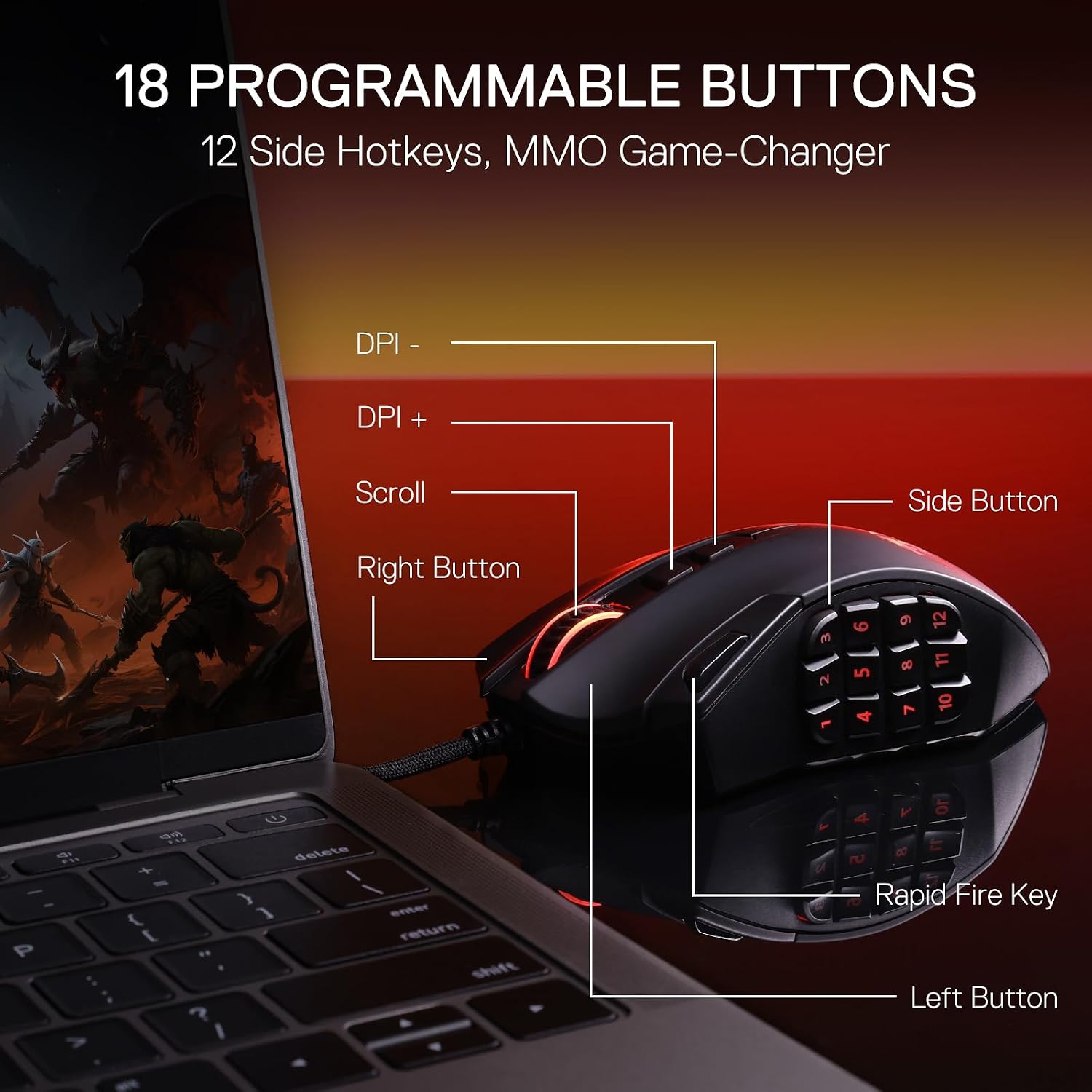 Thumbnail 3 de Redragon M921 Souris MMO 12400 DPI filaire