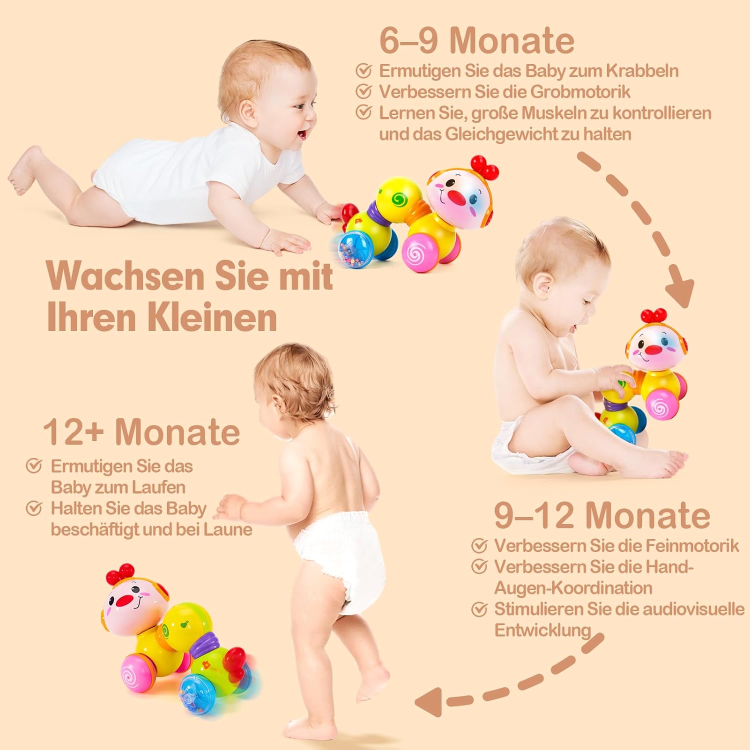 Thumbnail 4 de CubicFun Musik Raupe Krabbelspielzeug 6 Monate