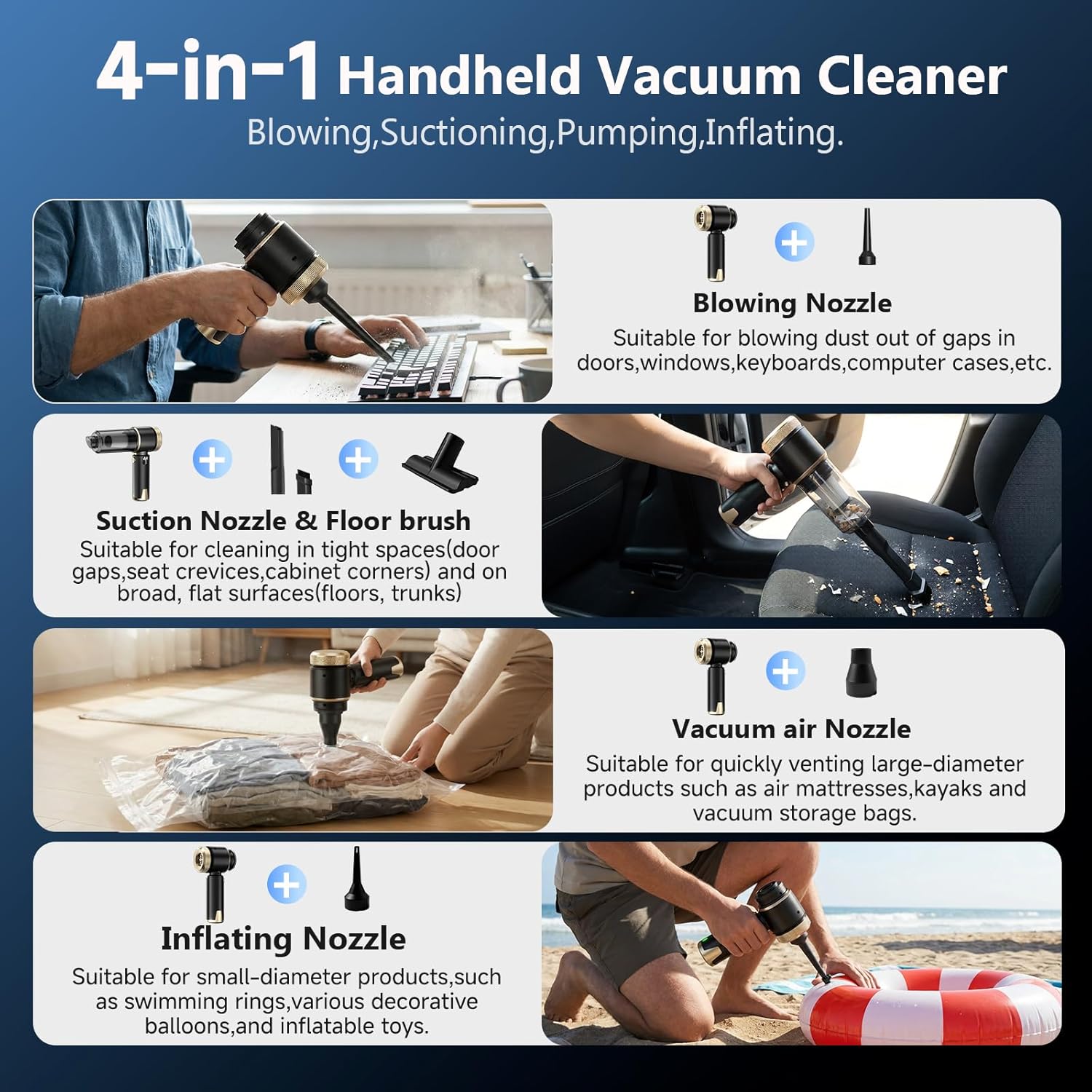 Thumbnail 4 de MZGO 4-in-1 Handheld Vacuum Cleaner — 22000Pa, Cordless, 6000mAh, 4-in-1 versatility