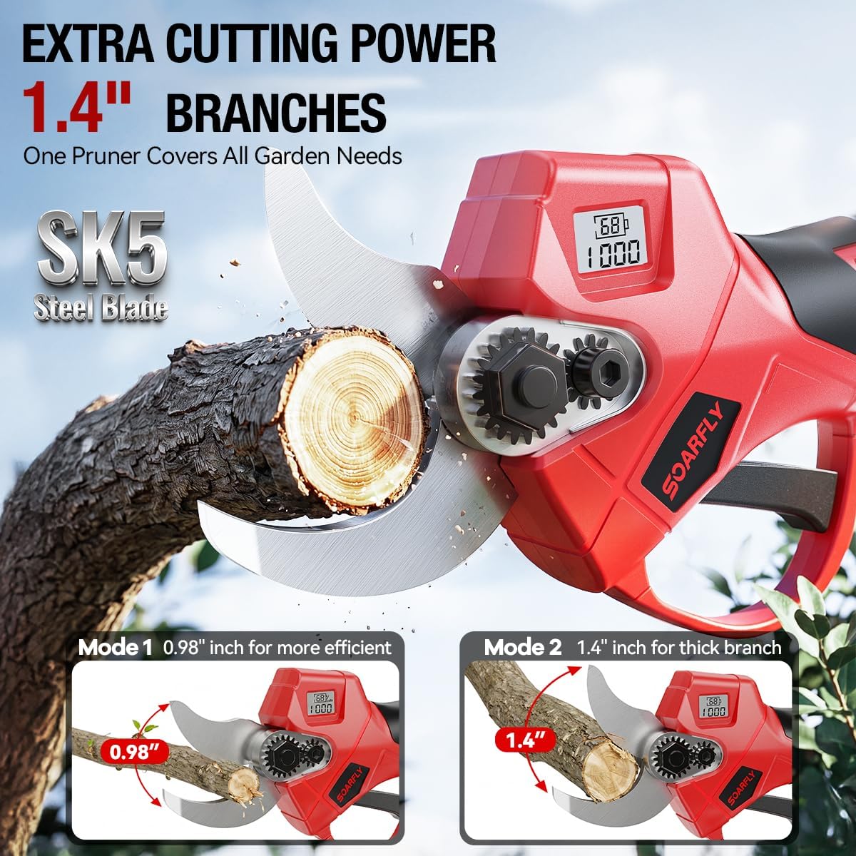 Thumbnail 2 de SOARFLY 35mm Electric Pruning Shears (21V) with Dual Batteries