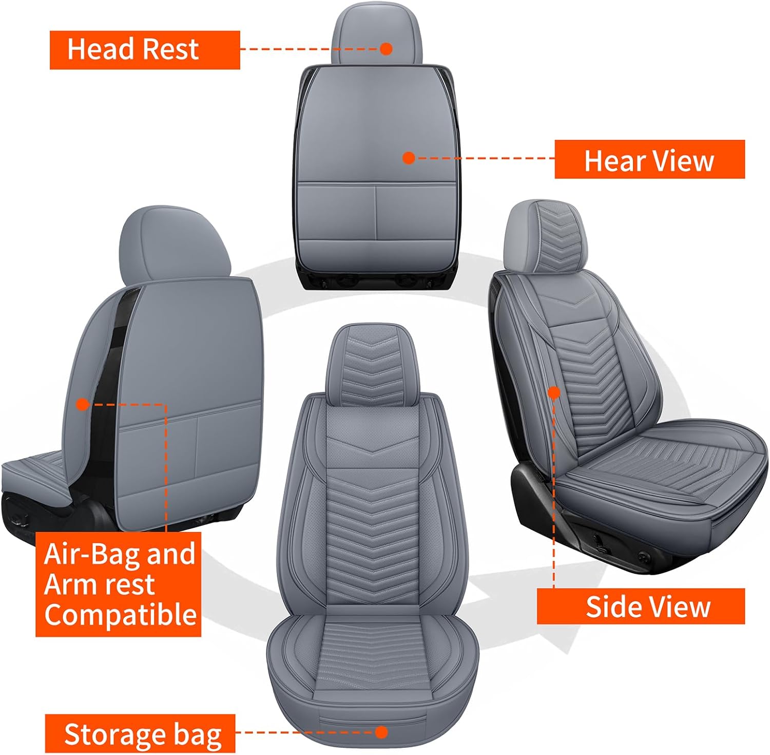 Detalle de HChengkikz Nappa Leather Seat Covers, 2-Pack