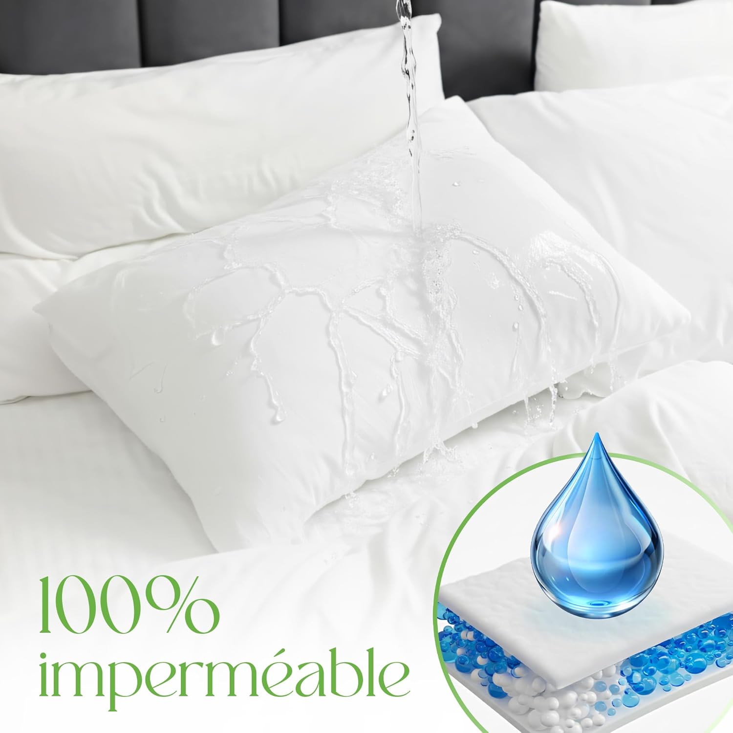 Thumbnail 1 de Comfier Sleep Lot de 2 Protège-Oreiller 50x70 en Bambou – Imperméable, 3 Couches, Zip et Hypoallergénique