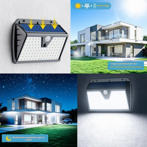 Thumbnail 1 de Giliwosy Luz Solar Exterior 3 Modos Focos LED (4-Pack) con Sensor de Movimiento, IP65, 1200mAh