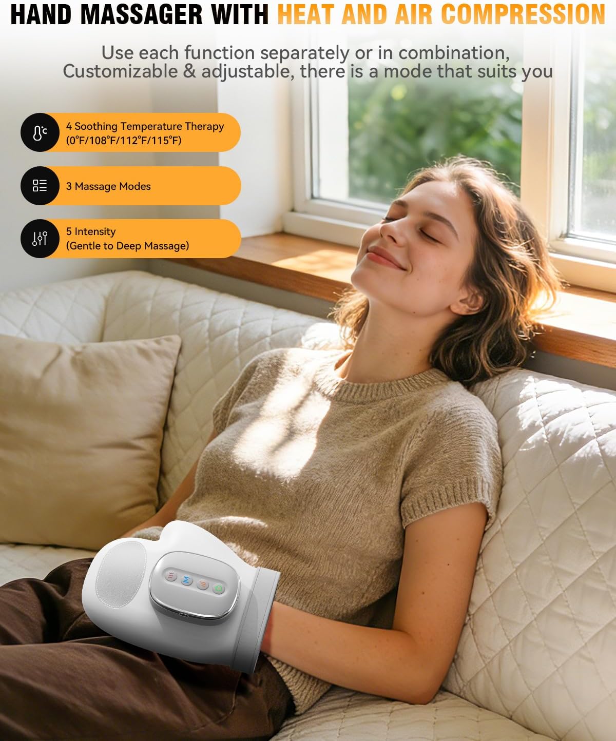 Detalle de MLotapz Cordless Hand Massager with Heat, Compression, and 3 Modes