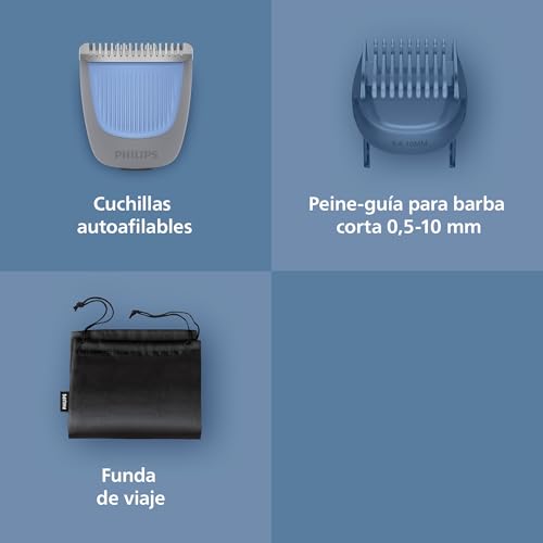 Detalle de Philips Serie 3000 BT3619/15: recortadora de barba con 20 longitudes, agua y carga USB