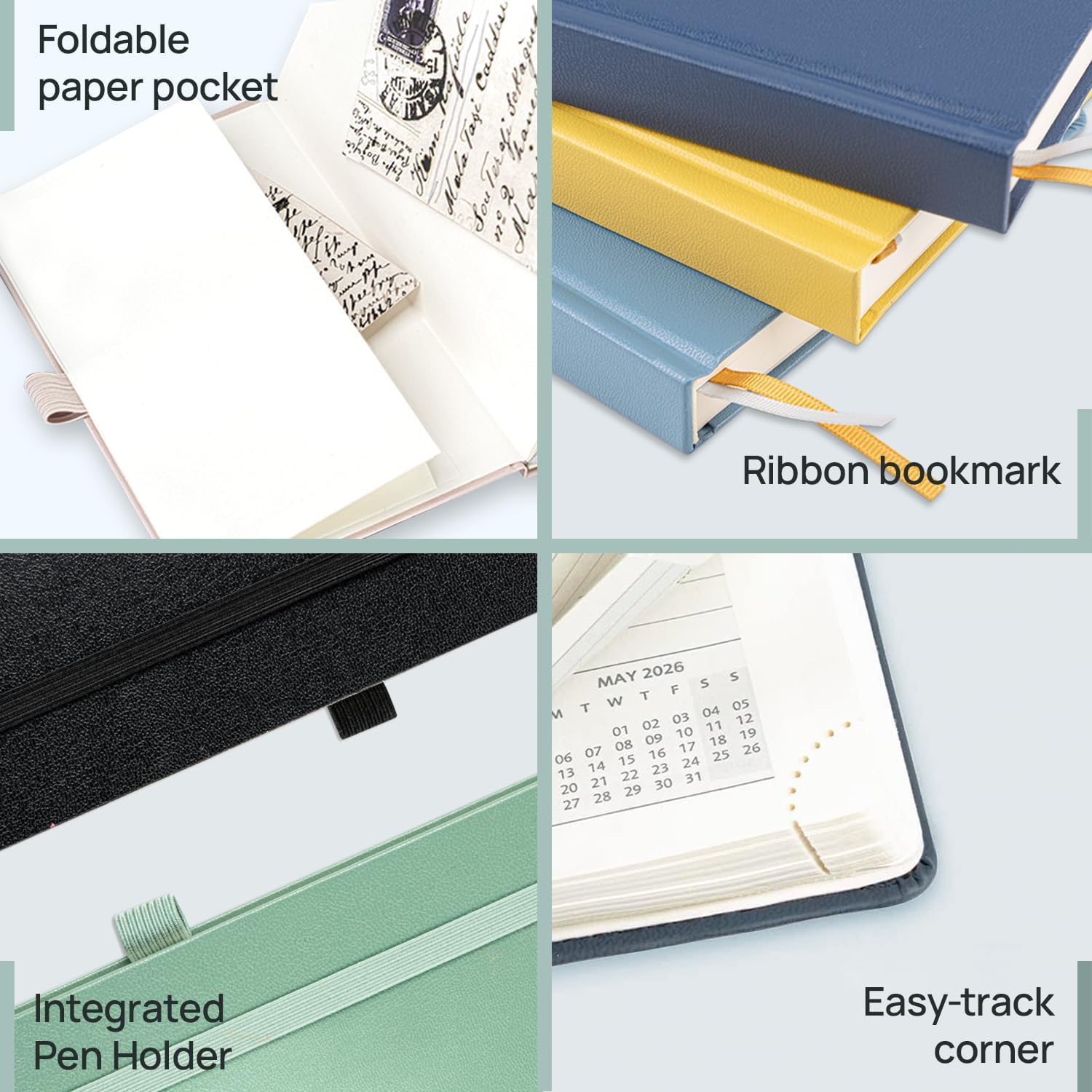 Detalle de POPRUN Pocket Academic Diary 2026–2027: A6 Hardback Weekly Planner (Aug 2026–Dec 2027)