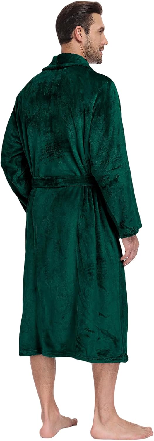 Detalle 2 de RONGTAI Mens Plush Long Robe — Soft, Warm Full-Length Bathrobe