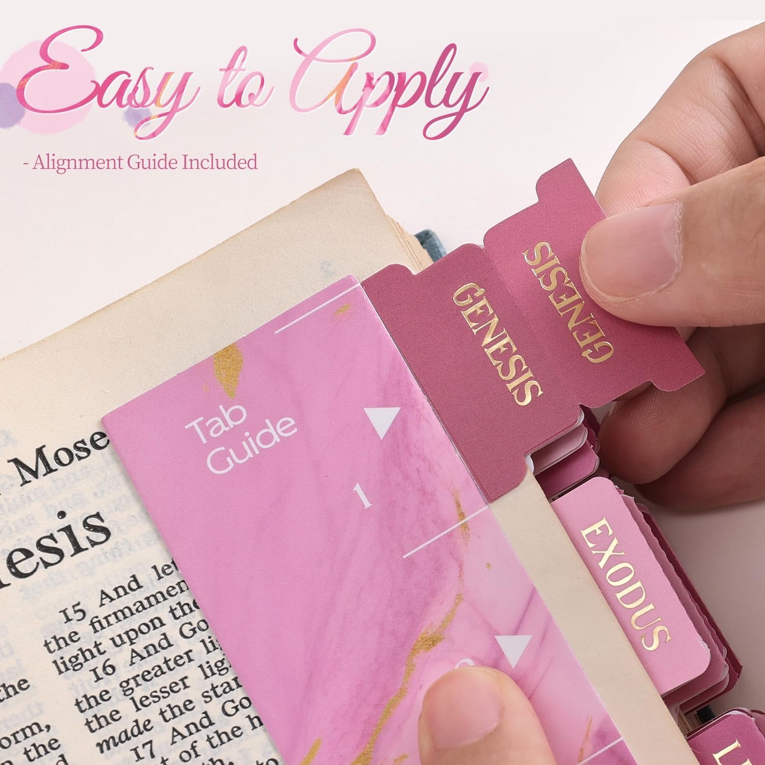 Detalle de VYRANA LLSYT-Pink Laminated Bible Tabs, Pink and Gold Foil, 105-Piece Set
