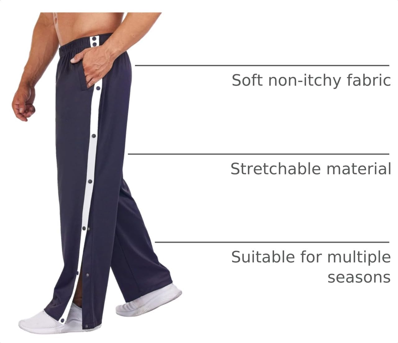 Detalle 2 de Deyeek Men's Tear Away Basketball Pants with Pockets