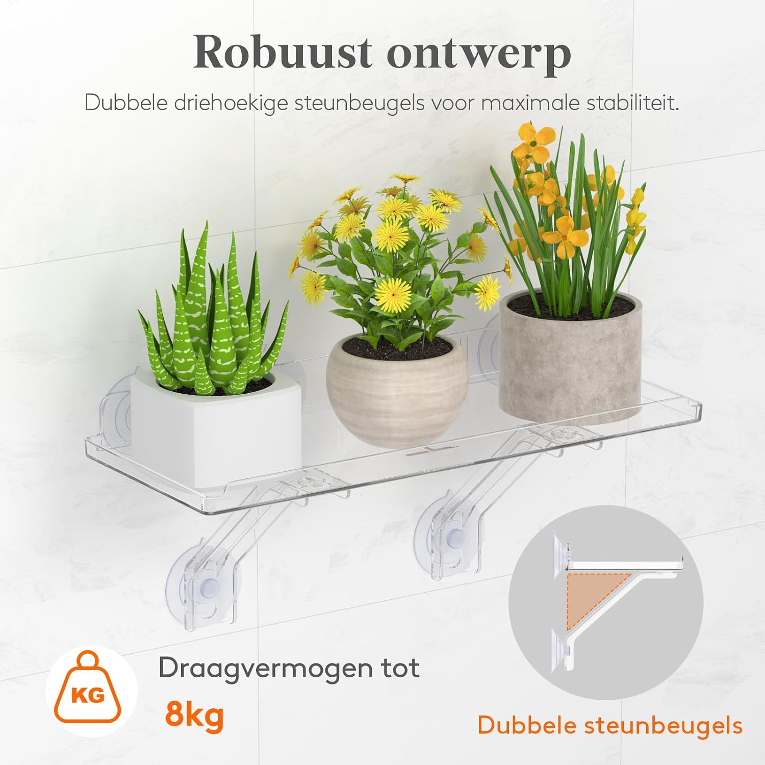 Detalle de Lifewit 25075 plantenplanken voor het raam, 2 stuks met zuignappen