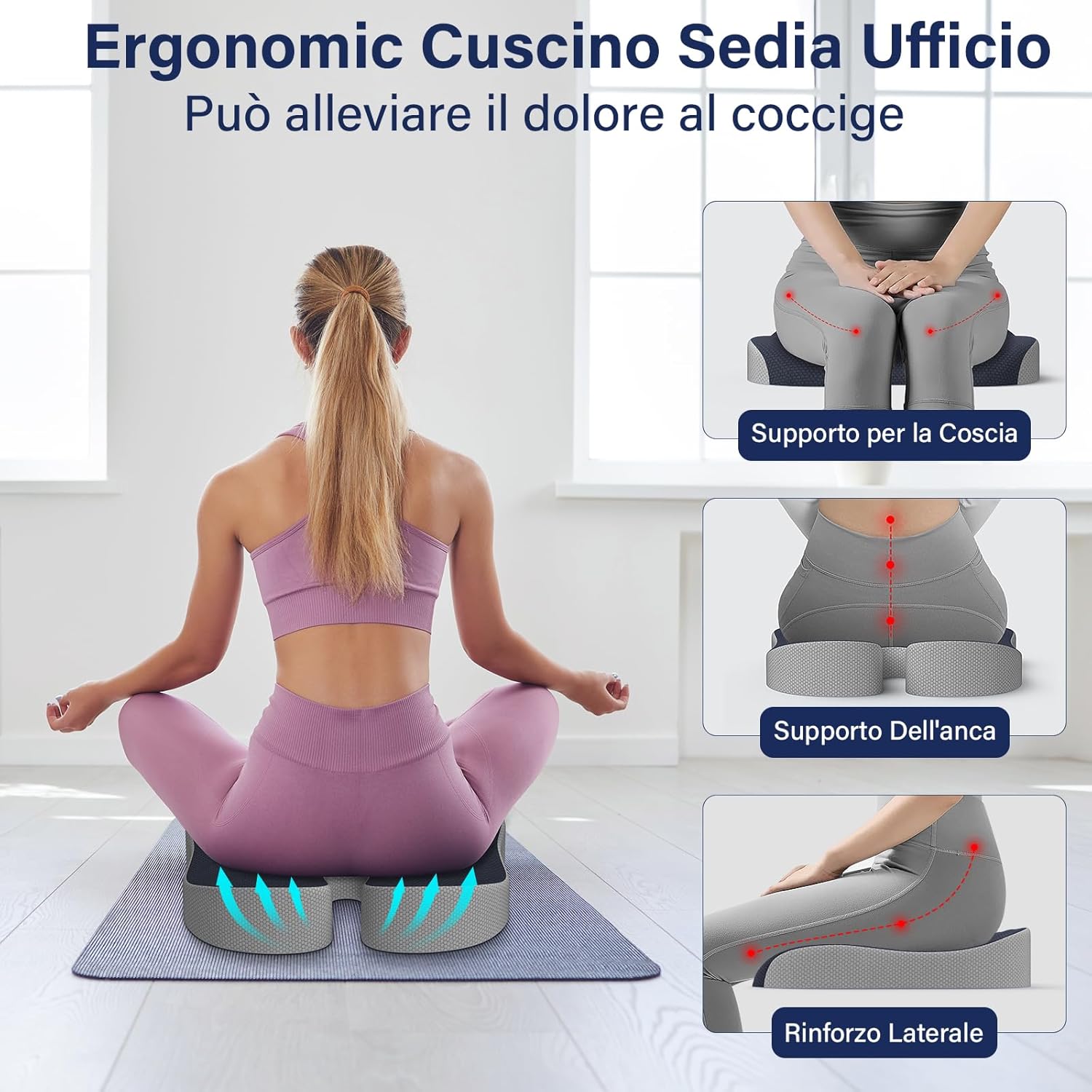 Detalle 2 de Juspota Cuscino Ortopedico per Sedia 1 in memory foam 🛋