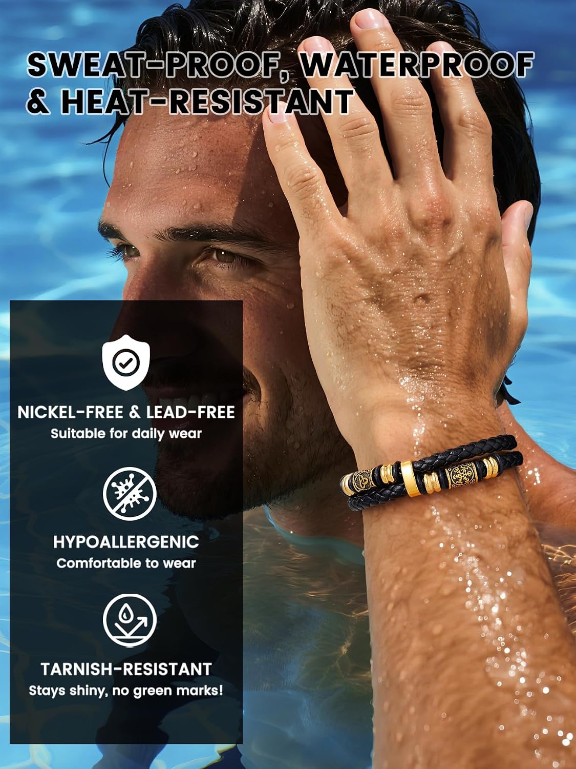 Thumbnail 5 de Bestyle Bracelet Homme en Cuir Tressé PU avec Fermoir Magnétique – Tailles 17, 21 ou 23 cm