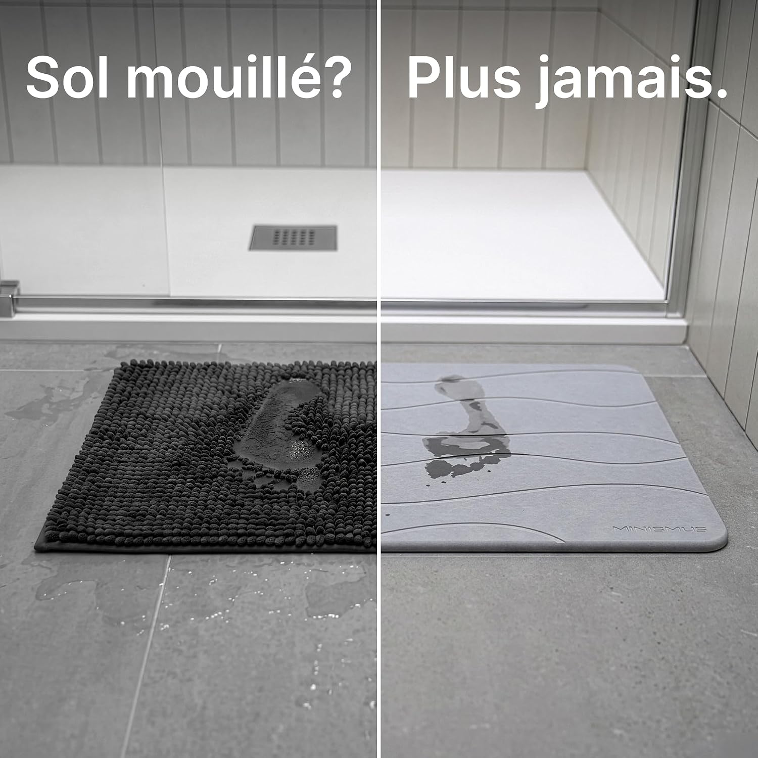Detalle de Minismus Tapis de Bain en diatomite 60 x 40 cm – absorbant et antidérapant pour sortie de douche