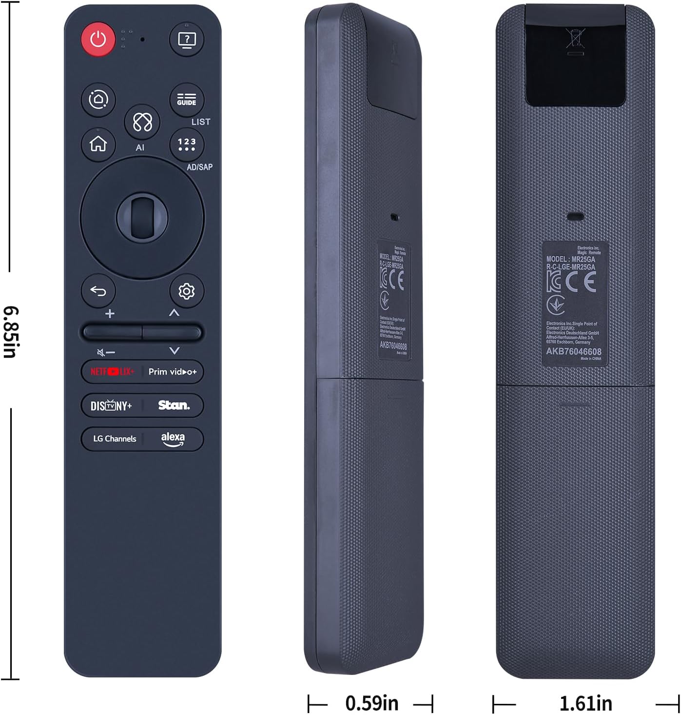 Detalle de TCNOUMT MR25GA AKB76046608 Voice Replacement Remote for LG OLED/G5, C5, B5 and QNED UA77 TV Series