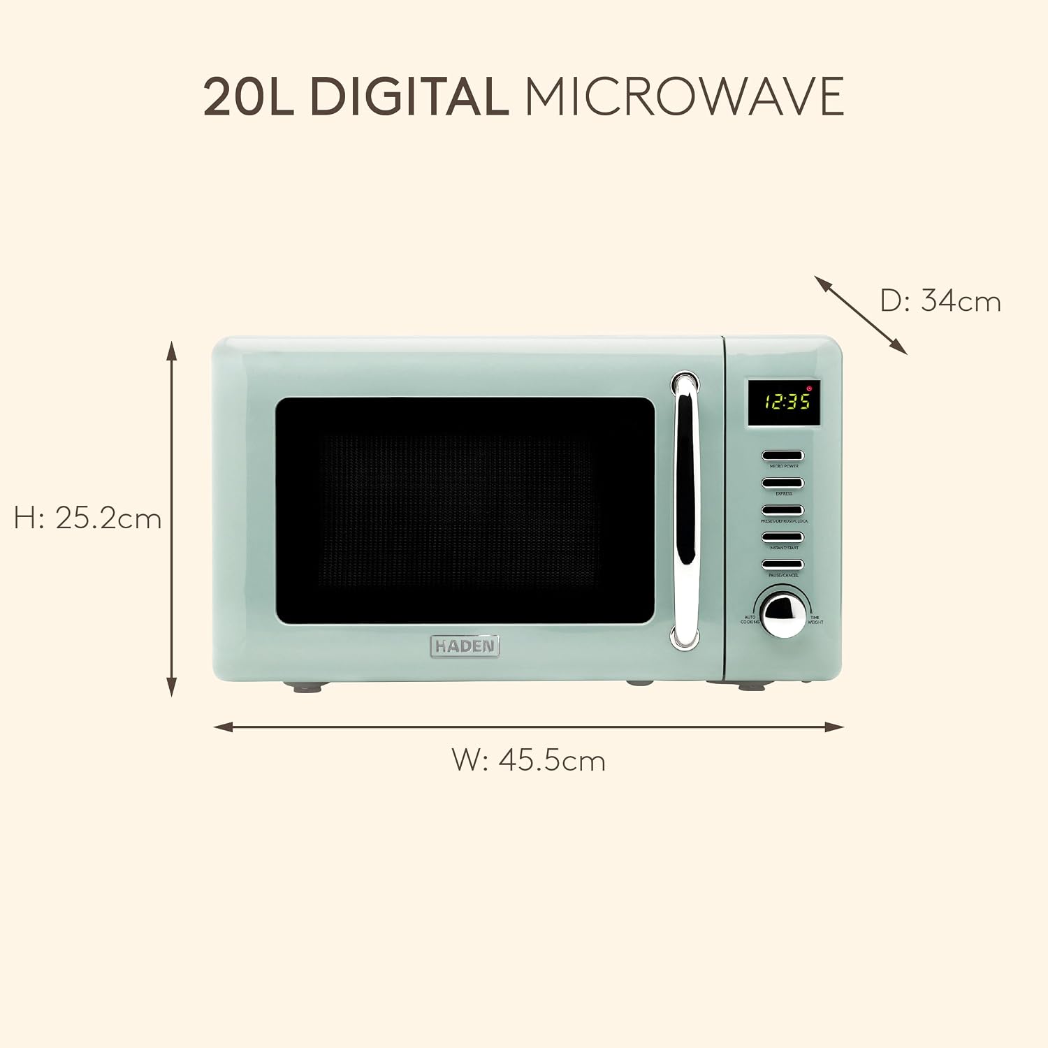 Thumbnail 6 de HADEN Microwave 20L 800W in Cotswold Green