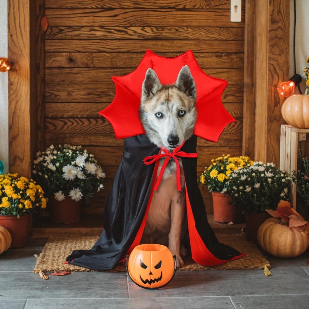 Thumbnail 5 de Vellibring VB-US-HA194M1P1 Dog Vampire Cape, Adjustable Red-and-Black Costume