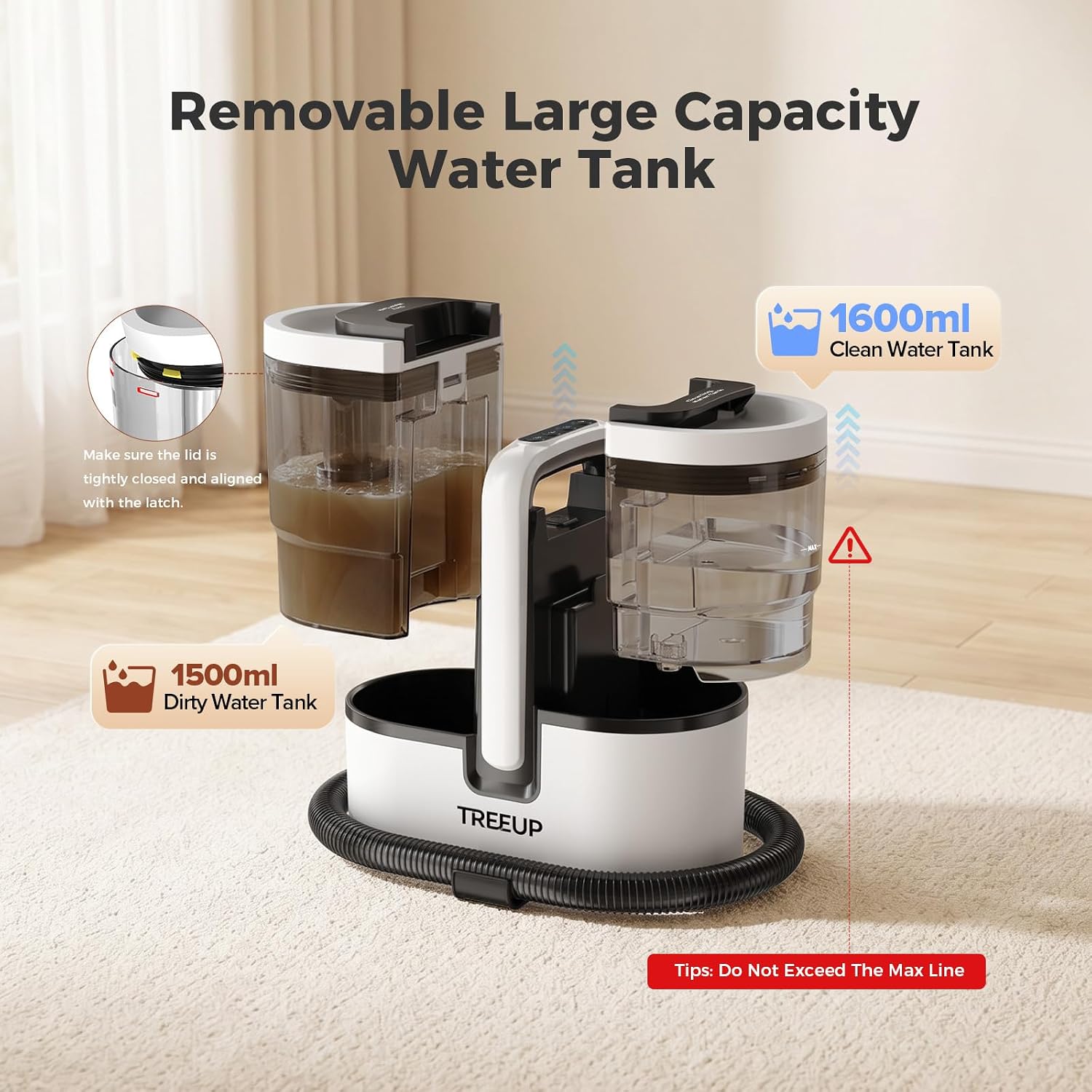 Thumbnail 6 de TREEUP C7 Max 3-in-1 Carpet Steam Cleaner, 18 kPa Suction, Steam and Hot Water