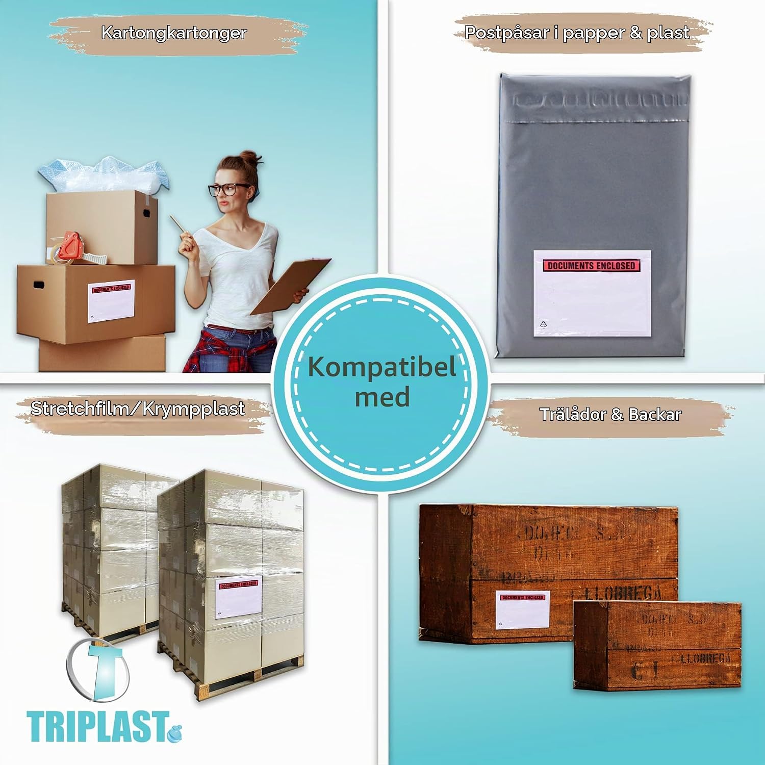 Thumbnail 5 de Triplast A6-dokumentfickor, 158 x 110 mm, tryckta och självhäftande, 100-pack