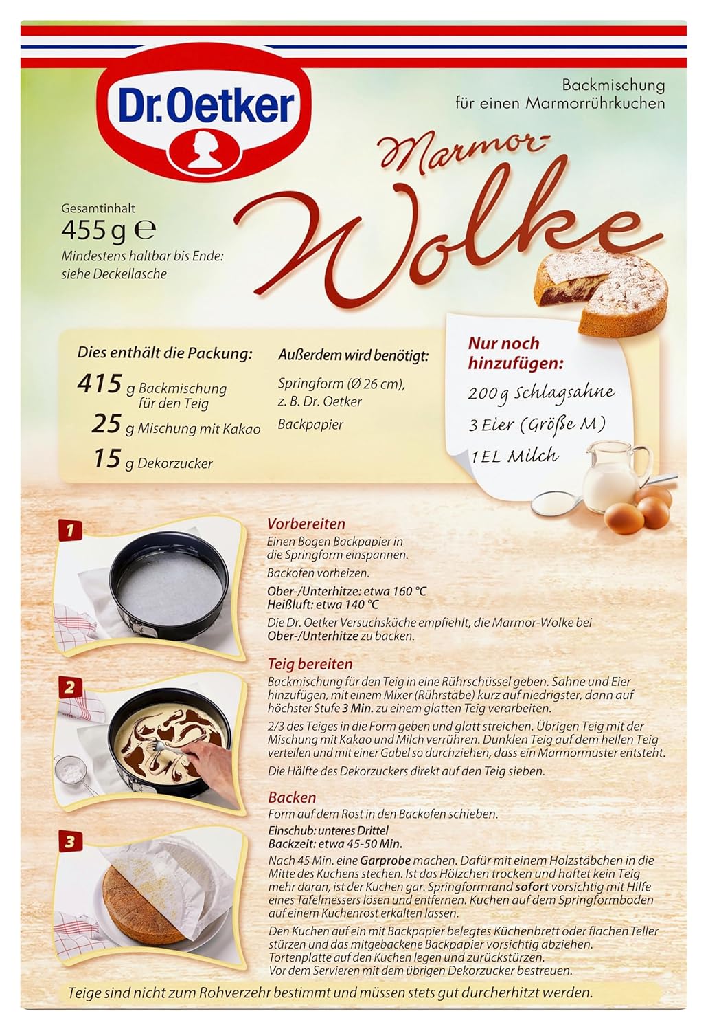 Thumbnail 6 de Dr. Oetker Marmor-Wolke Backmischung (8 x 455 g) für luftigen Marmorkuchen mit Dekorzucker