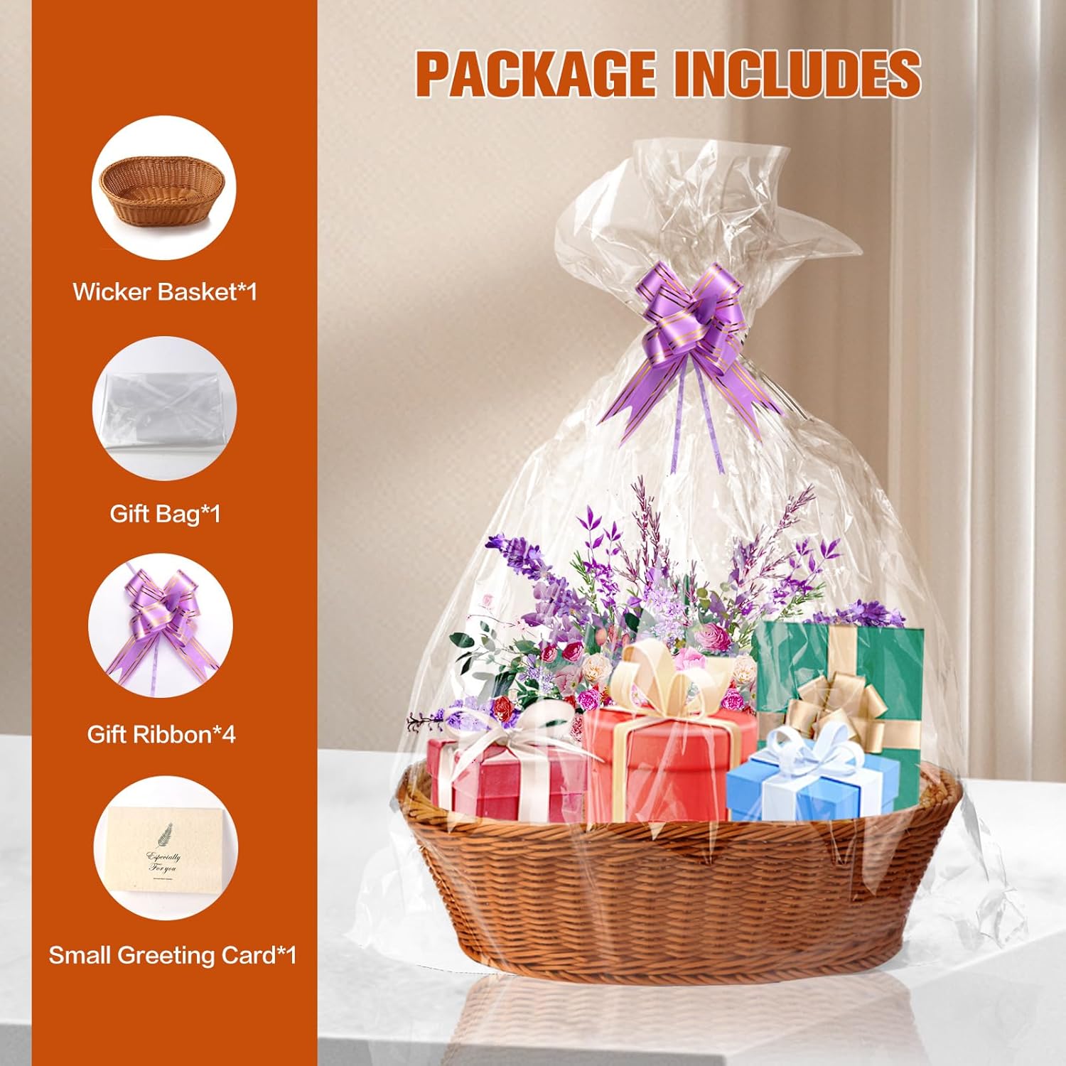 Thumbnail 1 de Boensi Gift Baskets Empty 38x28x12cm – Versatile Gift Wicker Basket